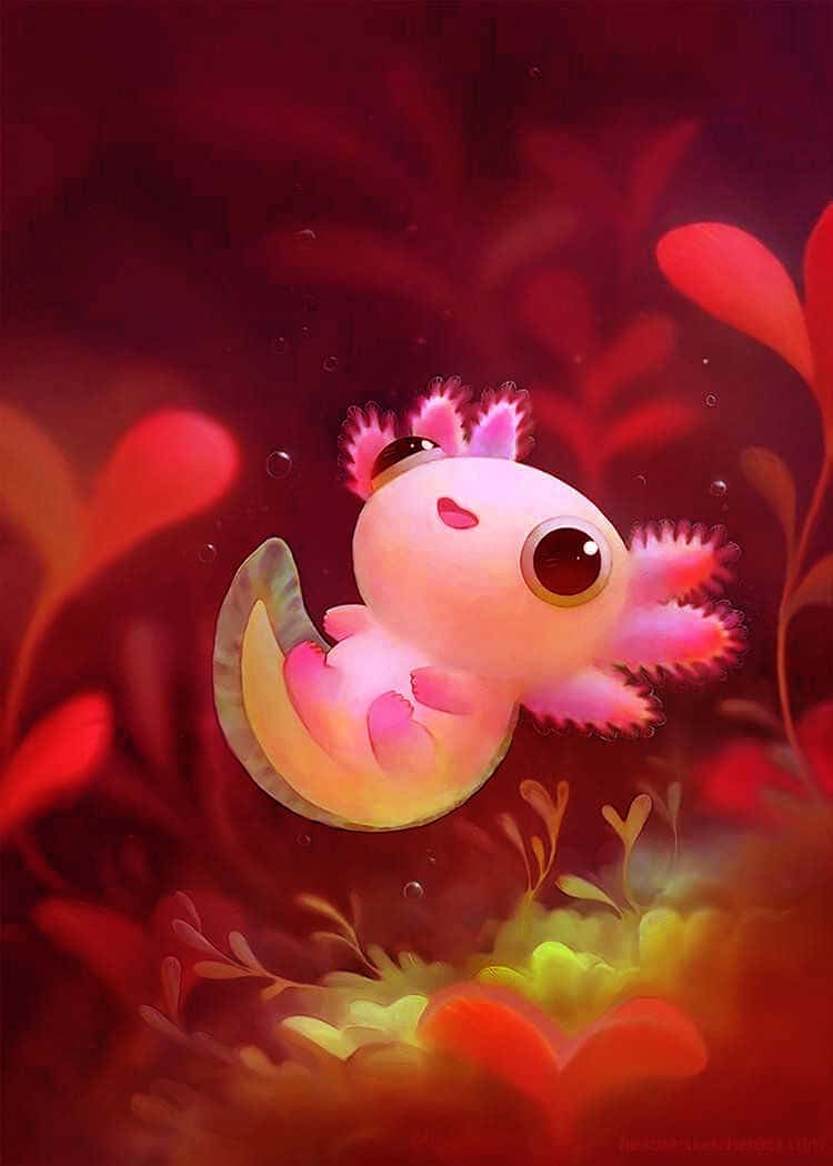 Cute Axolotl Graphic Art Wallpaper