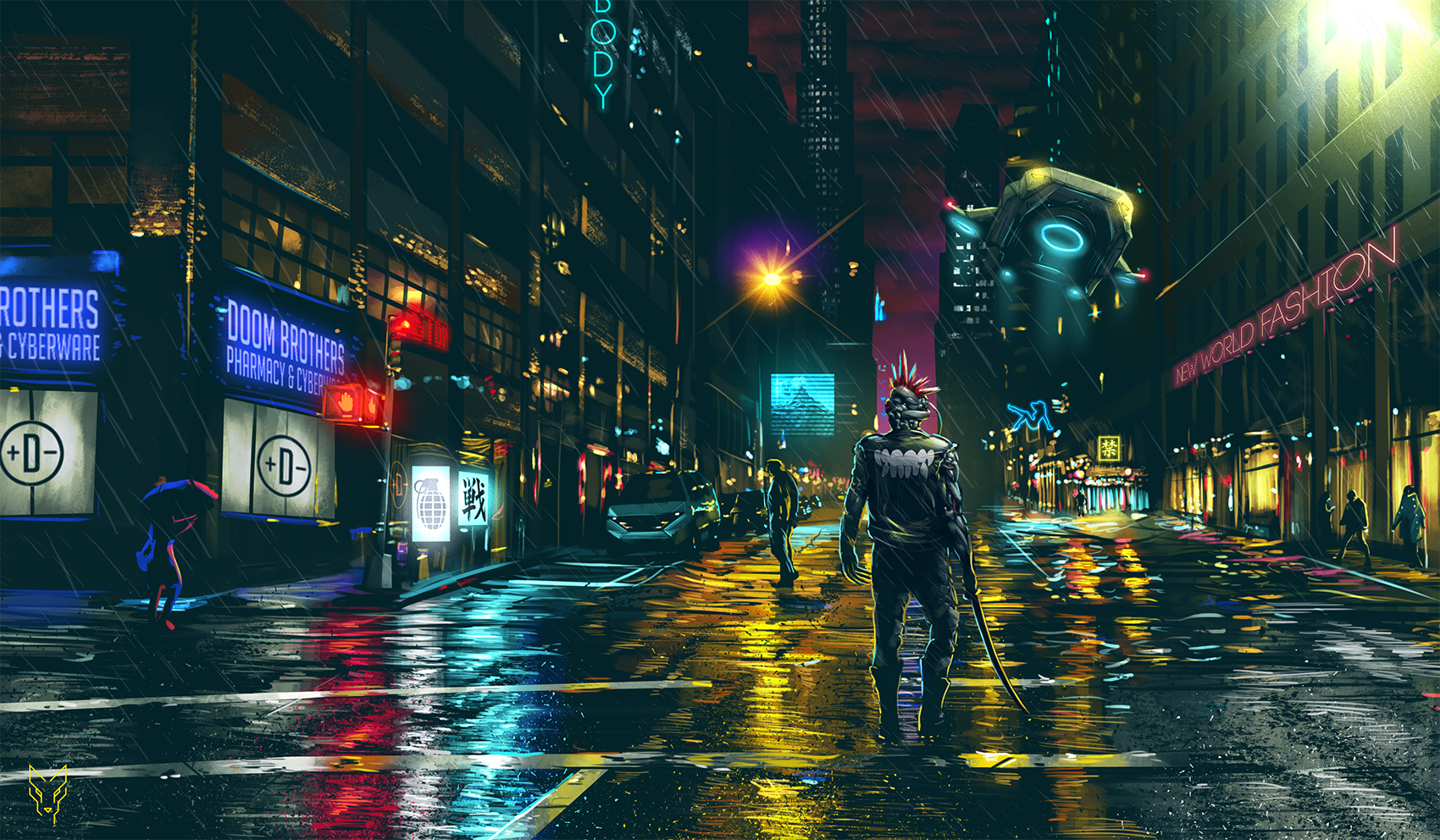 Cyberpunk Neon Street HD Wallpaper