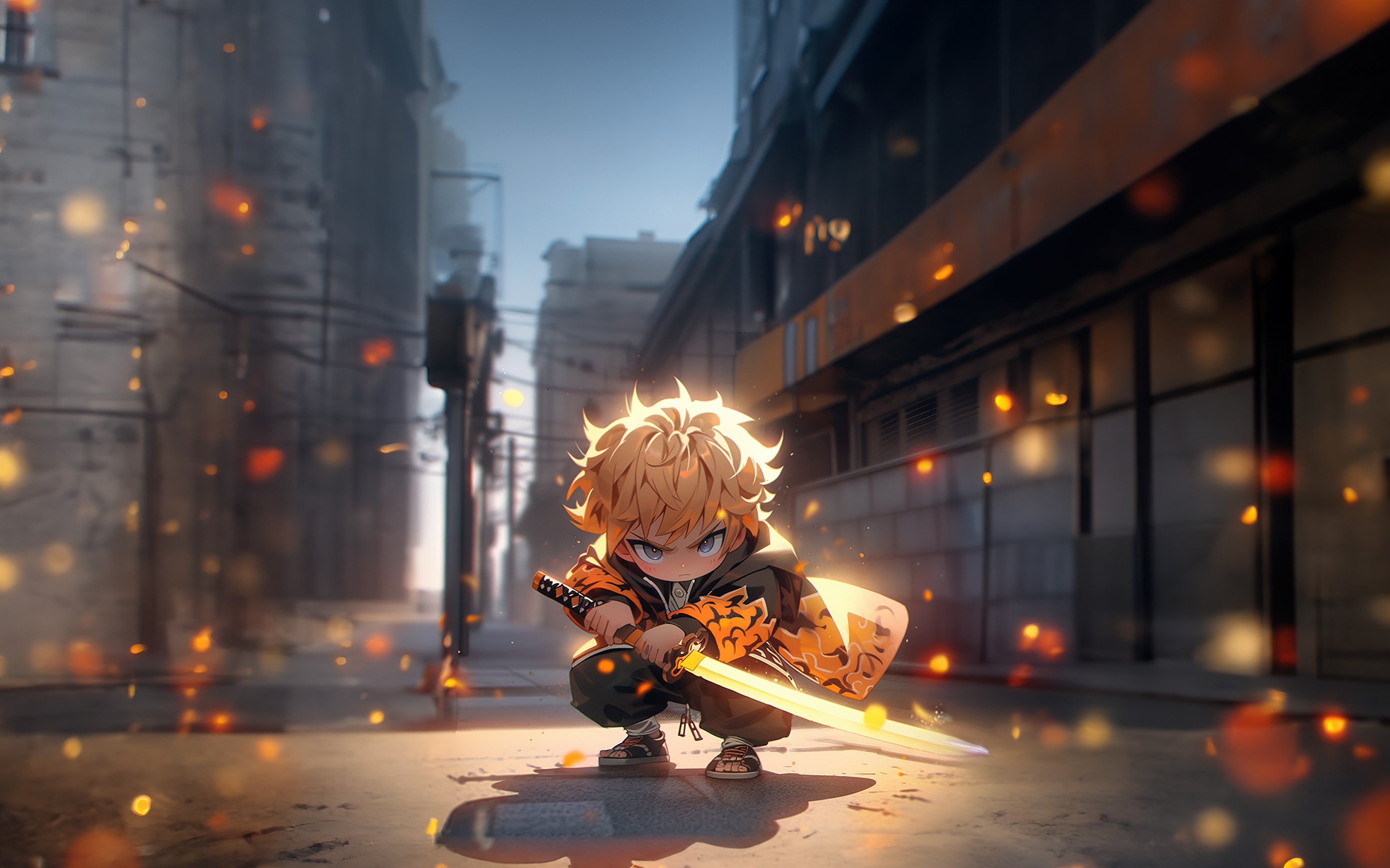 Zenitsu Agatsuma Wallpaper 4K, AI art