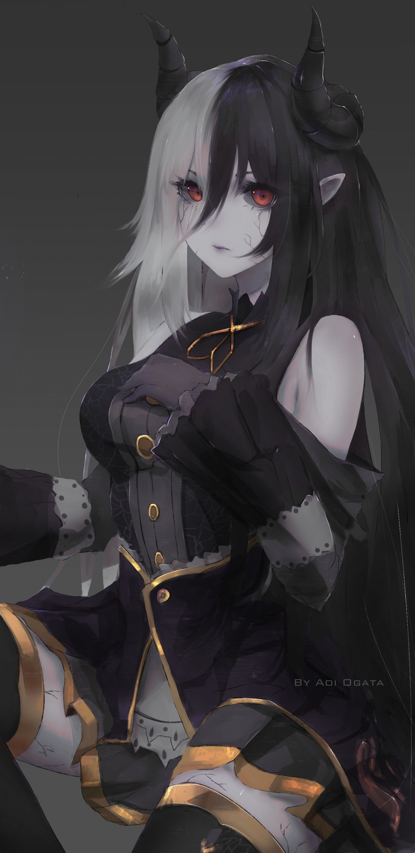 wallpaper 1440x2960 devil, anime girl
