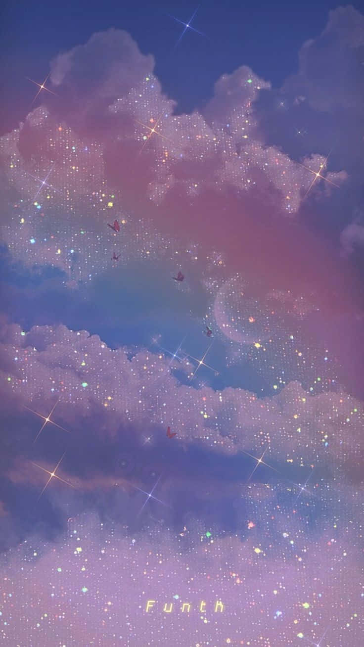 Purple Sky With Stars And Clouds