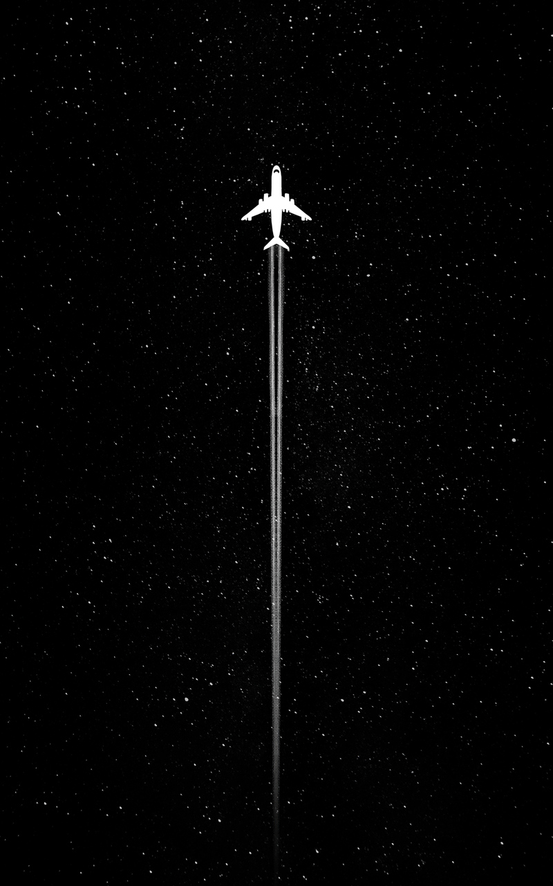 White Plane Dark Minimal 4k