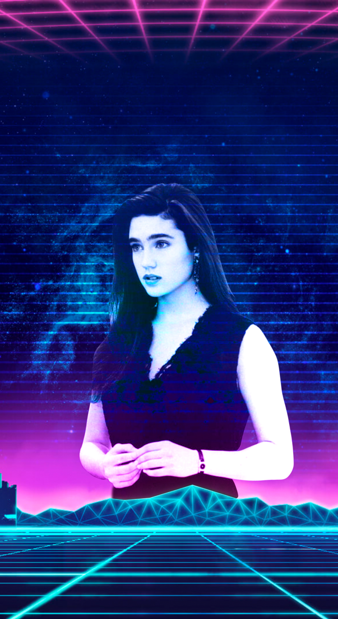 Retrowave Cyberpunk Young Jennifer