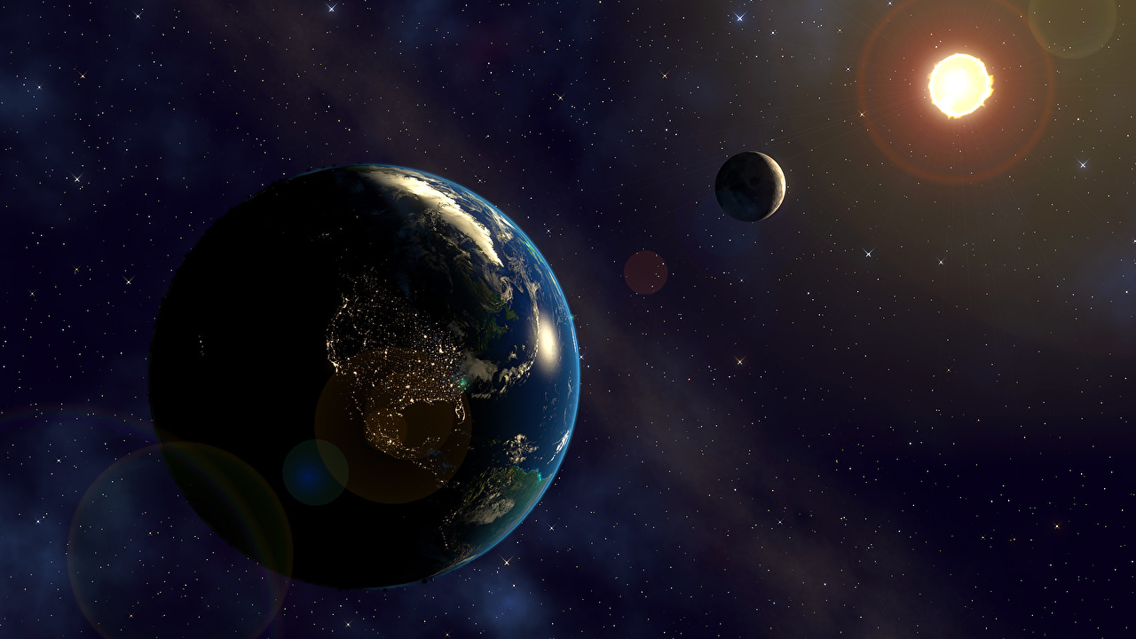 Picture Earth planet Sun Space 3D