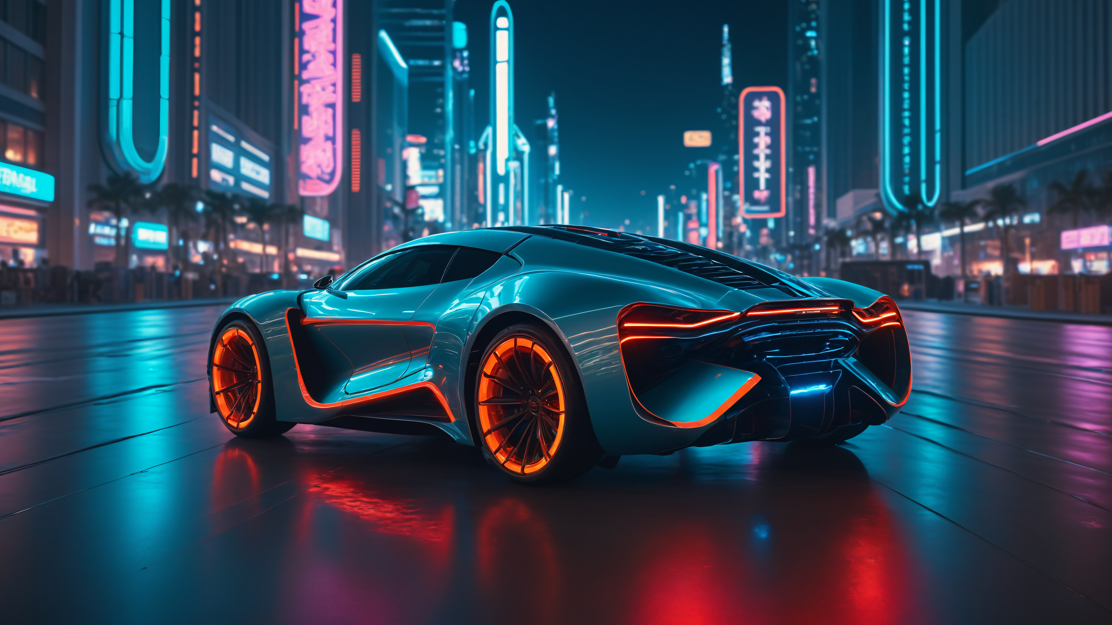 Cyber Super Car 4k Wallpaper, AI