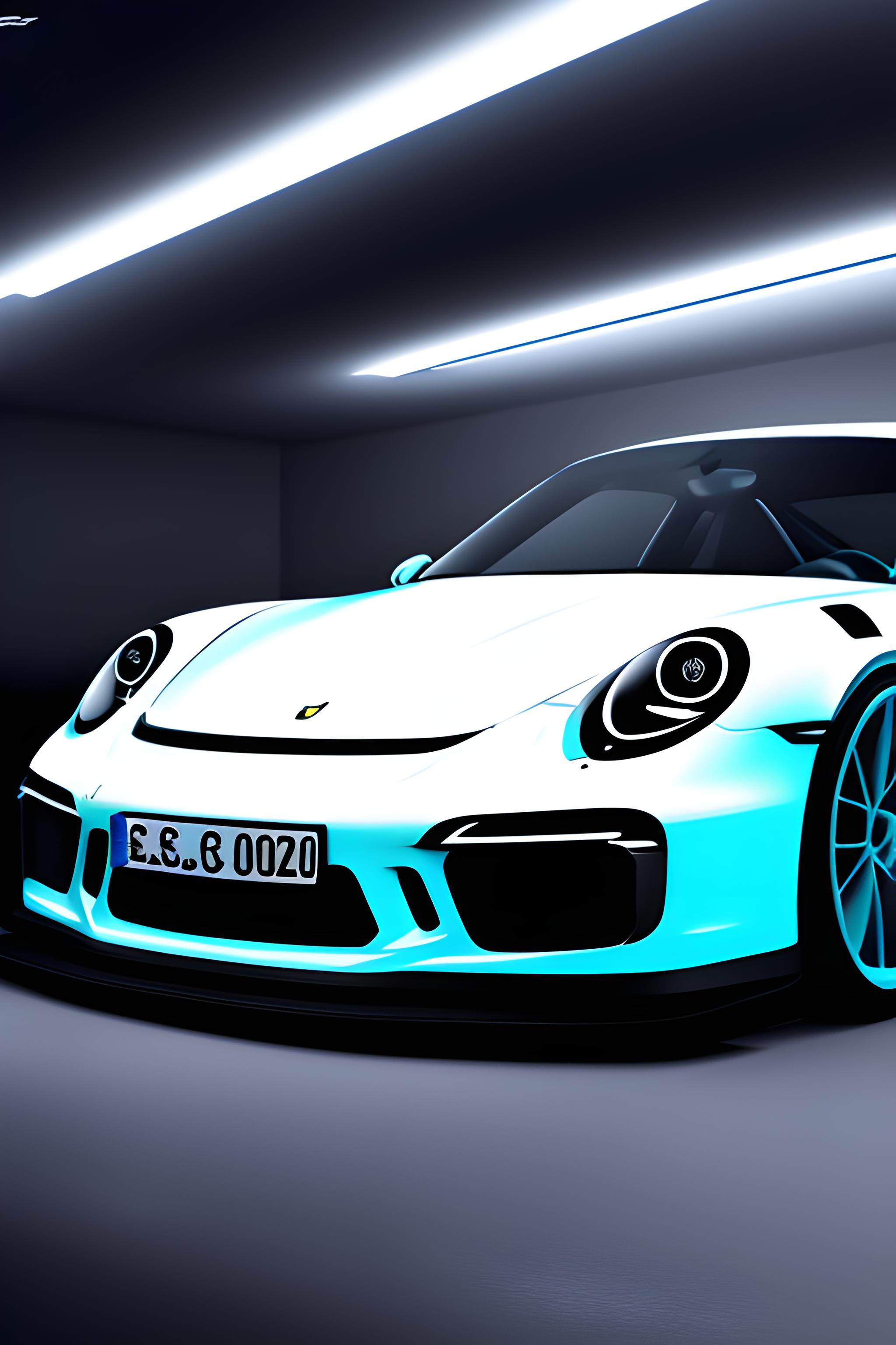 porsche gt3rs sky blue color in white