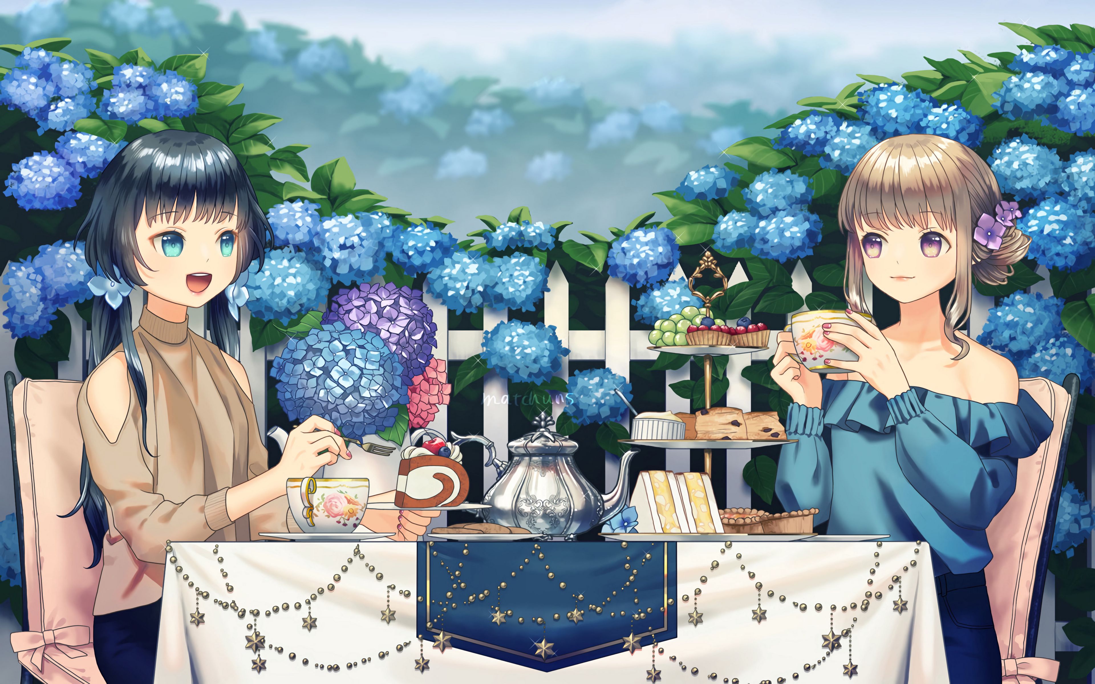 Download wallpaper 3840x2400 girl, tea