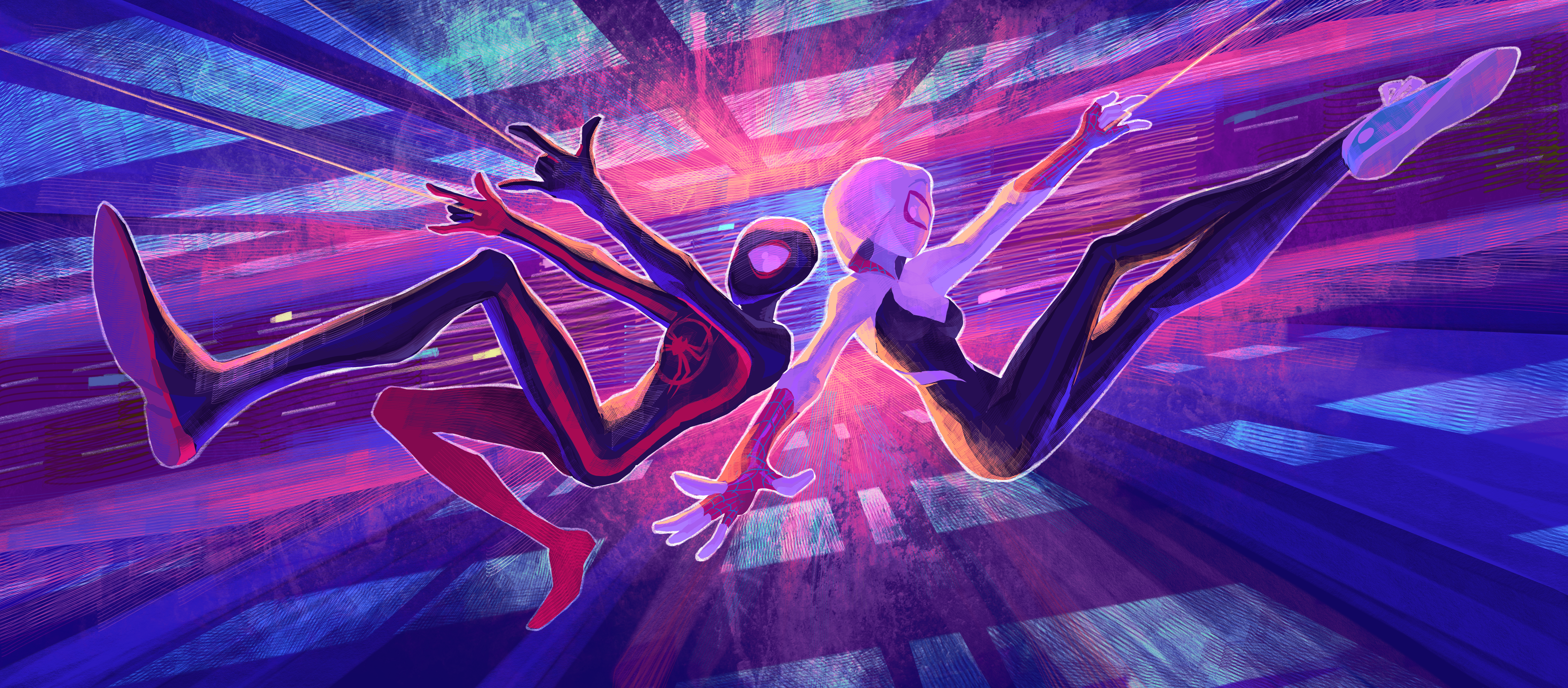 Miles Morales & Gwen Stacy HD Wallpaper The Spider Verse By 林霰