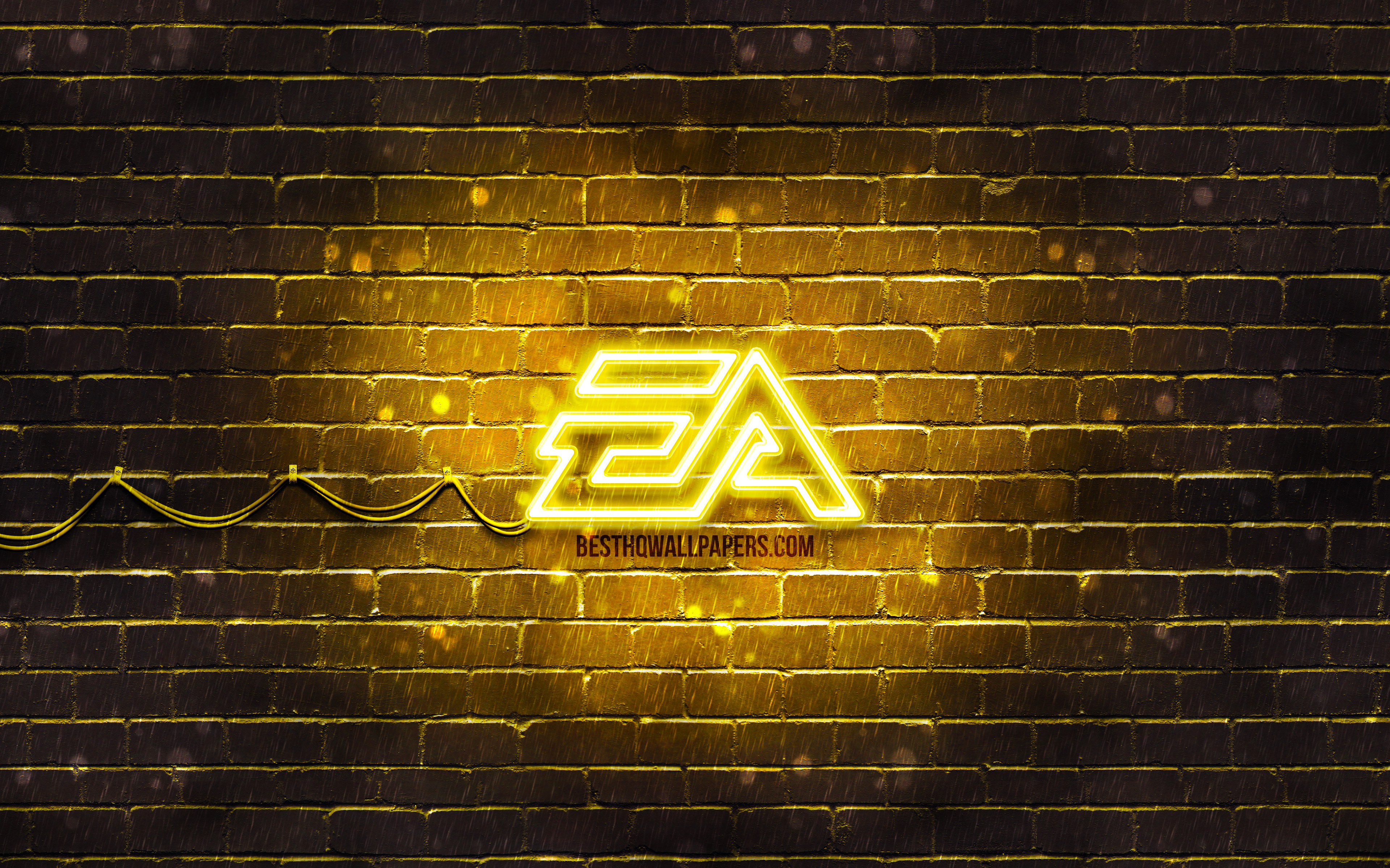 4k, yellow brickwall, EA Games logo
