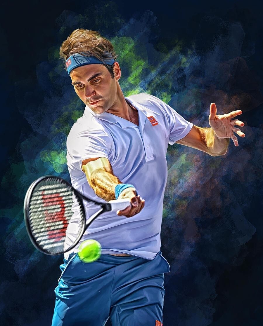 Roger Federer forehand. Digital artwork