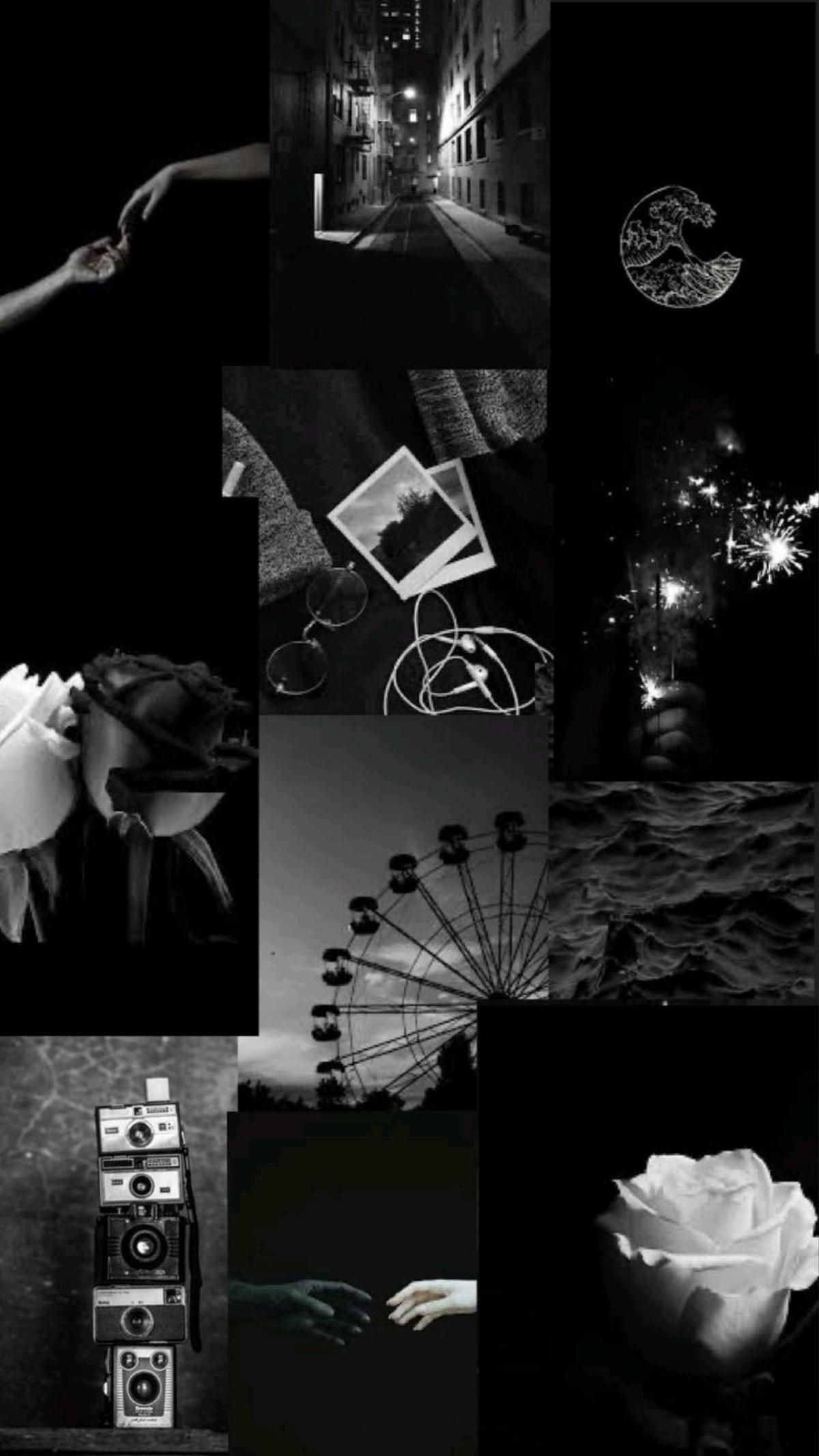 Black and White Collage with Flowers