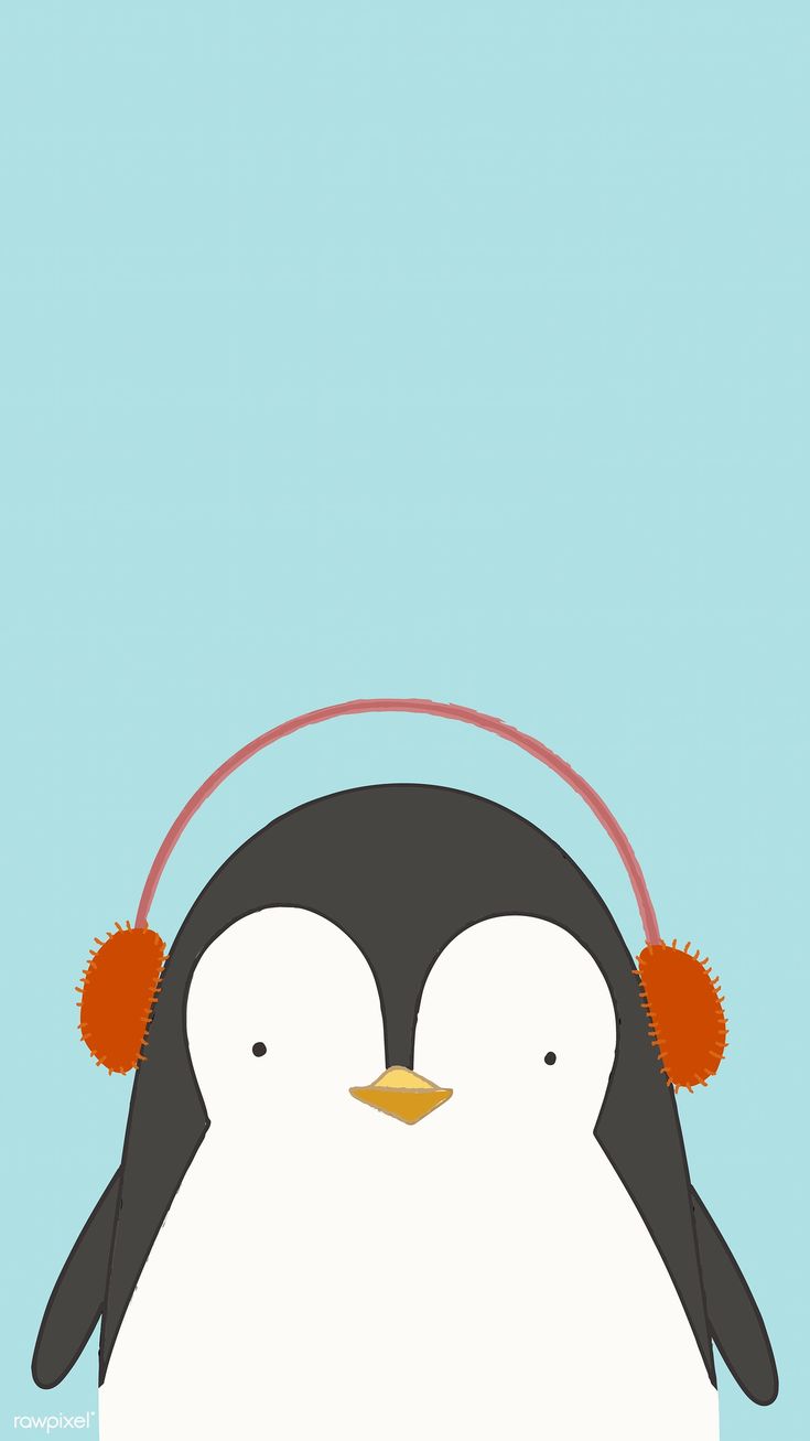 Cute penguin listening to music mobile