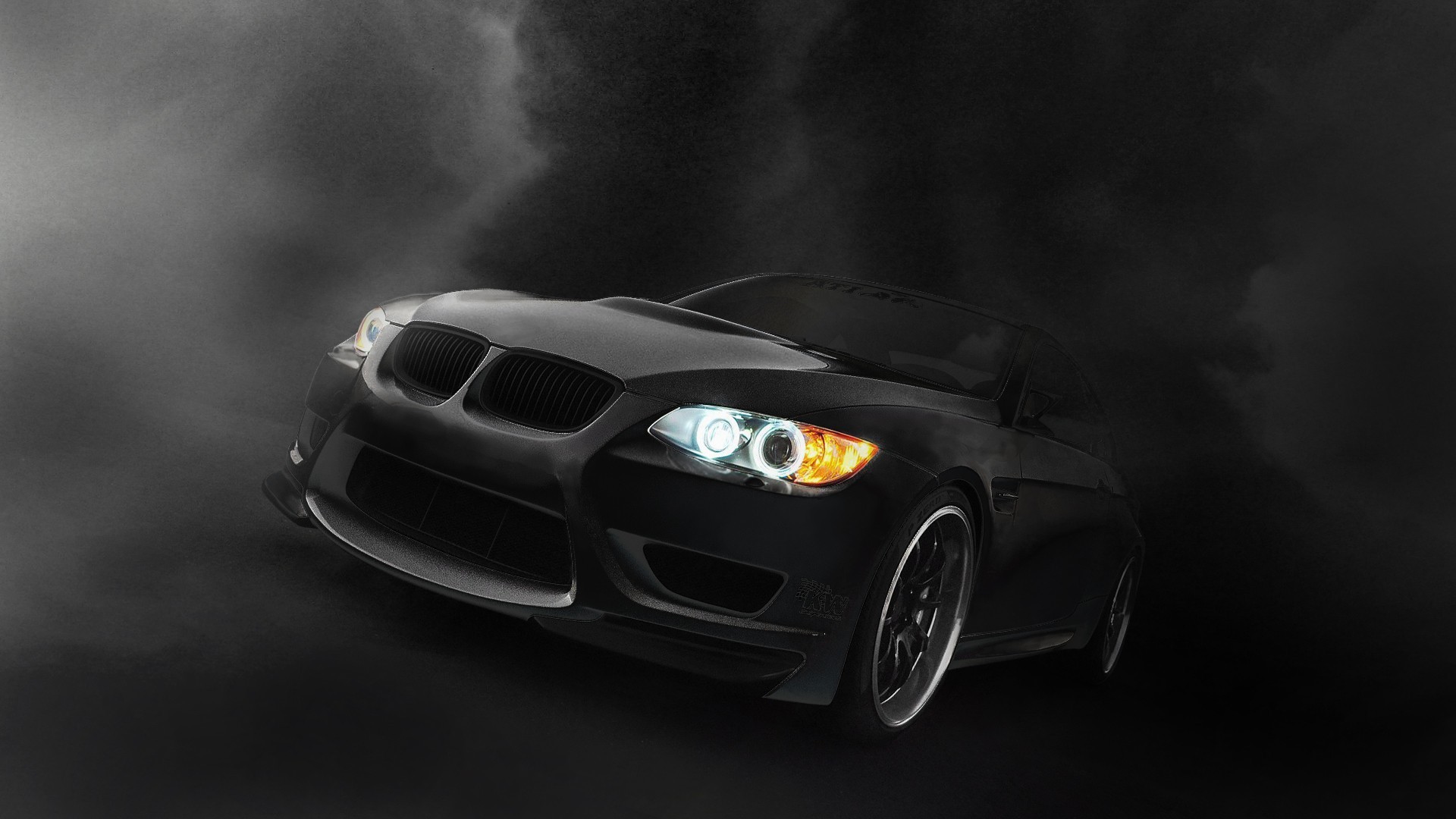 Wallpaper black, lights, BMW, BMW, dark, twilight, black car for mobile and desktop, section bmw, resolution 1920x1080