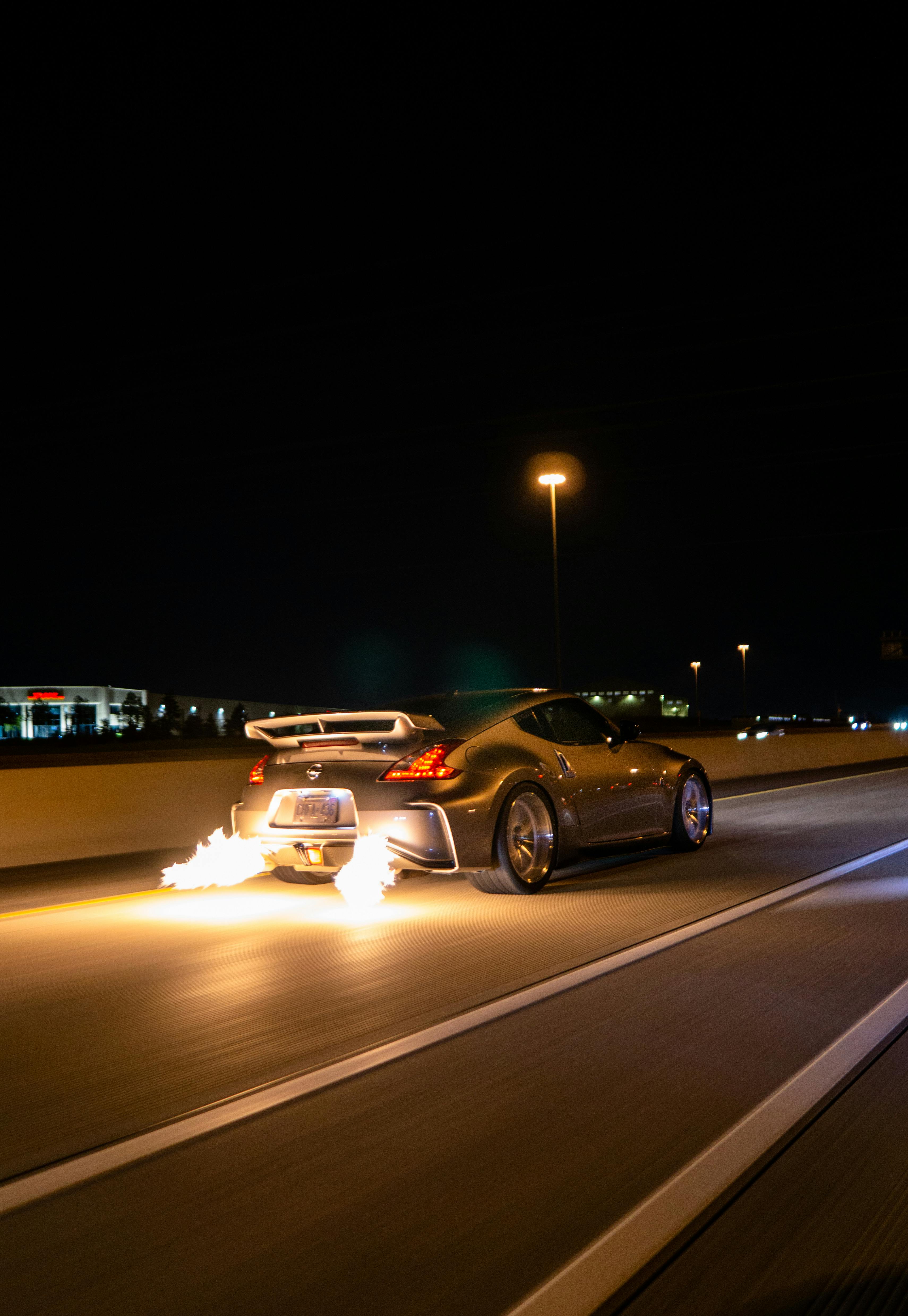flames coming out of the exhaust