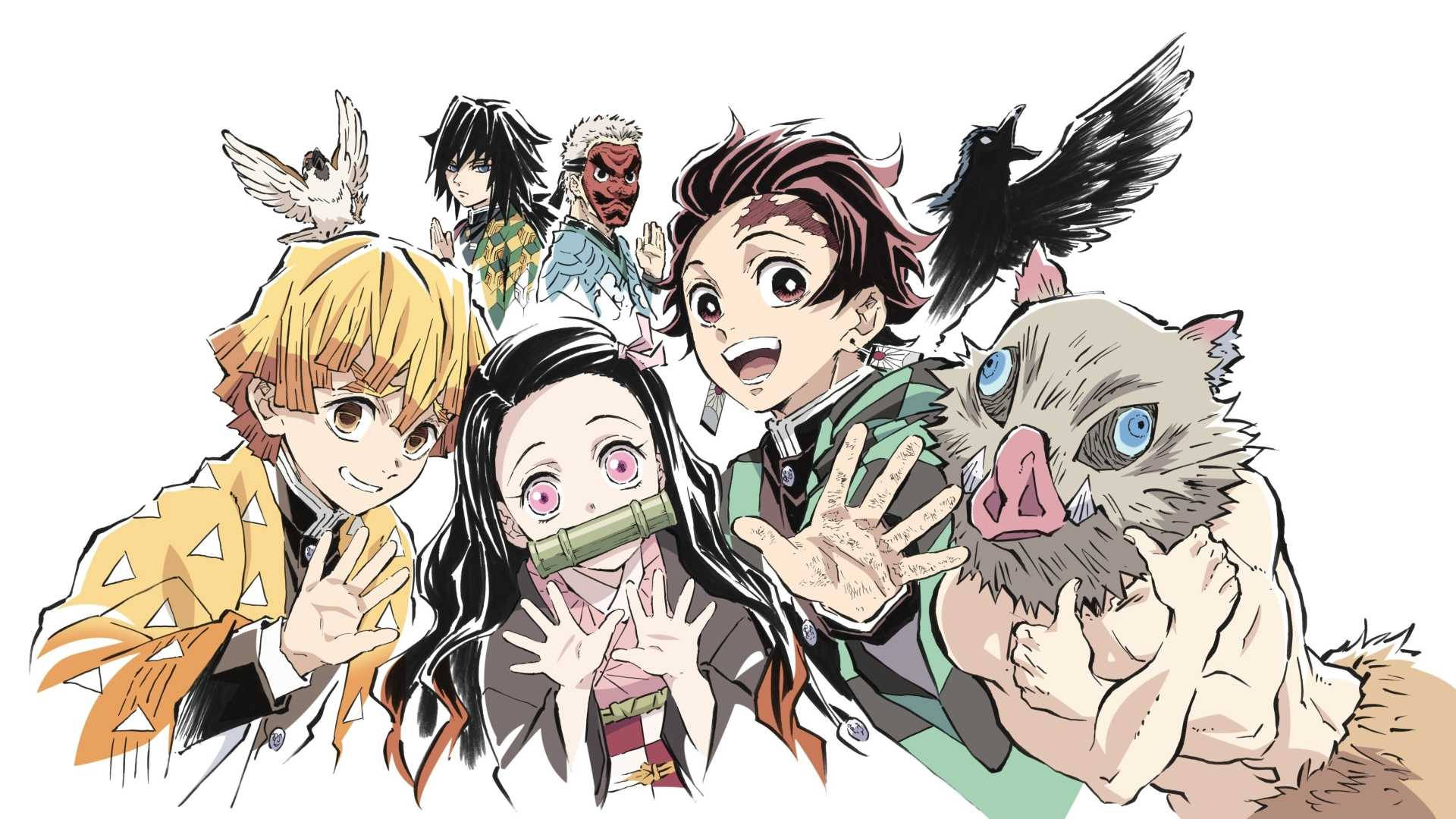 Download Demon Slayer Inosuke With His Friends Wallpaper