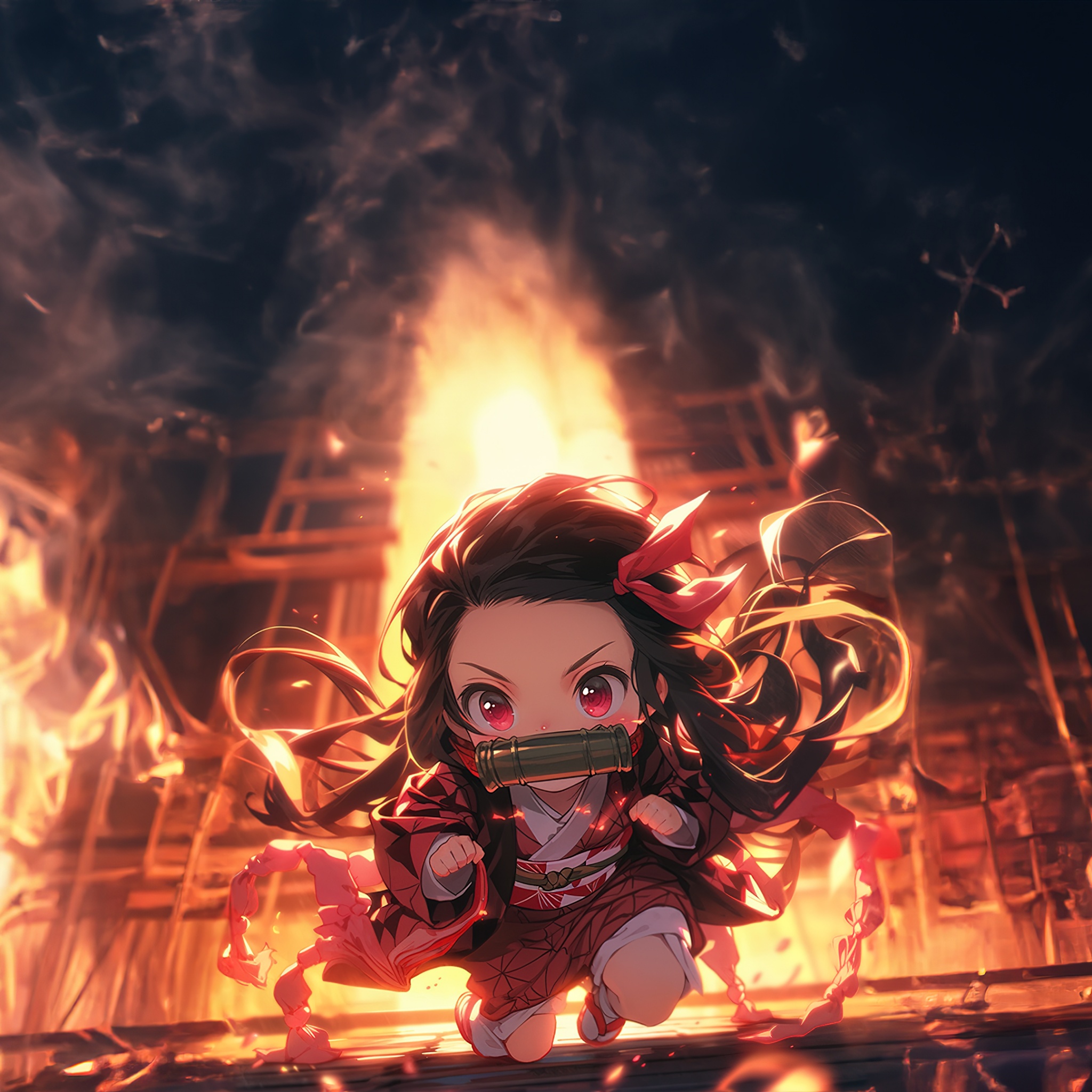 Nezuko Kamado Wallpaper 4K, AI art