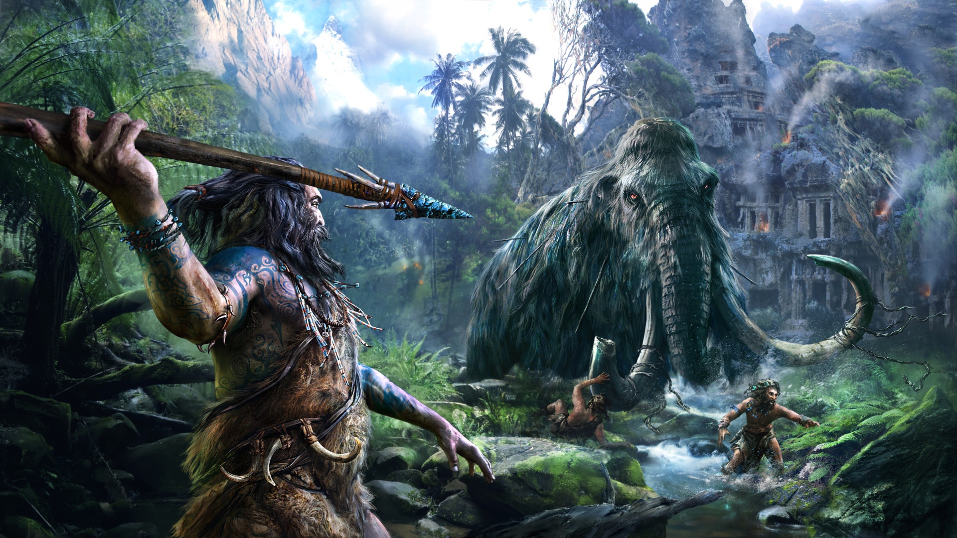 Wallpaper jungle, hunting, ruins