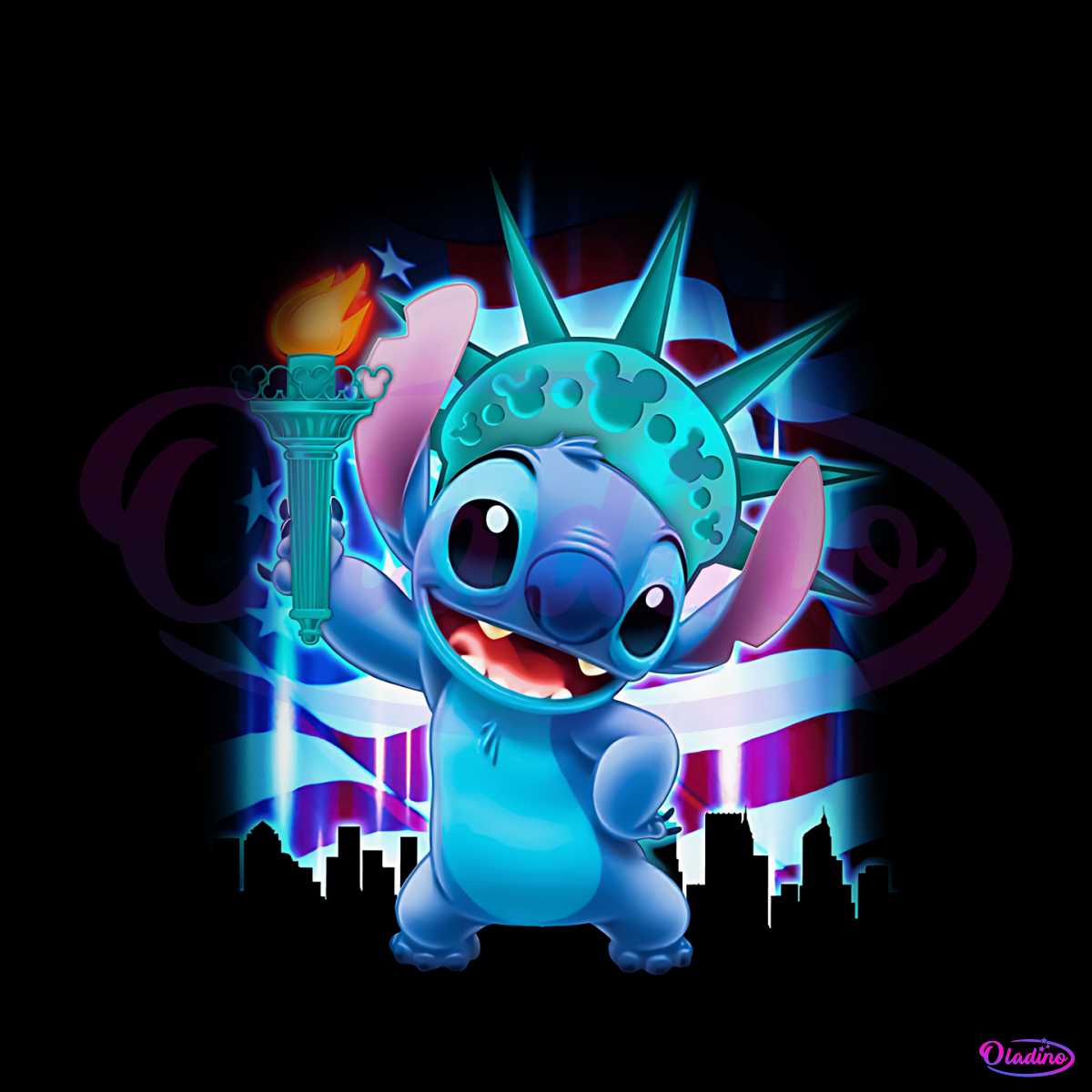 Disney Stitch 4th Of July Independence Day PNG Silhouette File