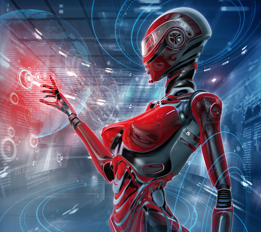 Download wallpaper girl, Robot, Android