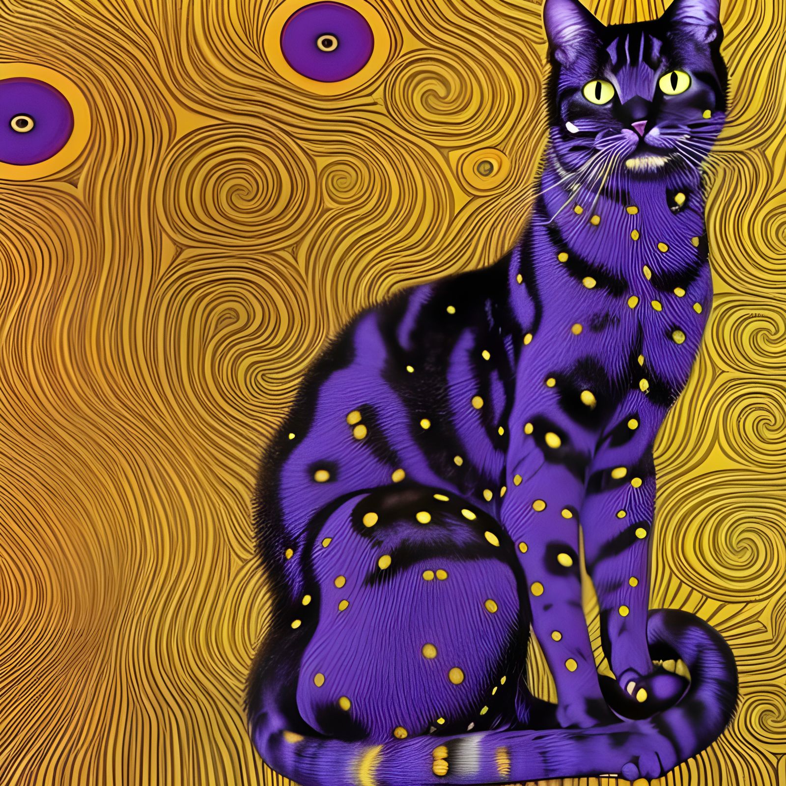 Psychedelic cat intricately detailed