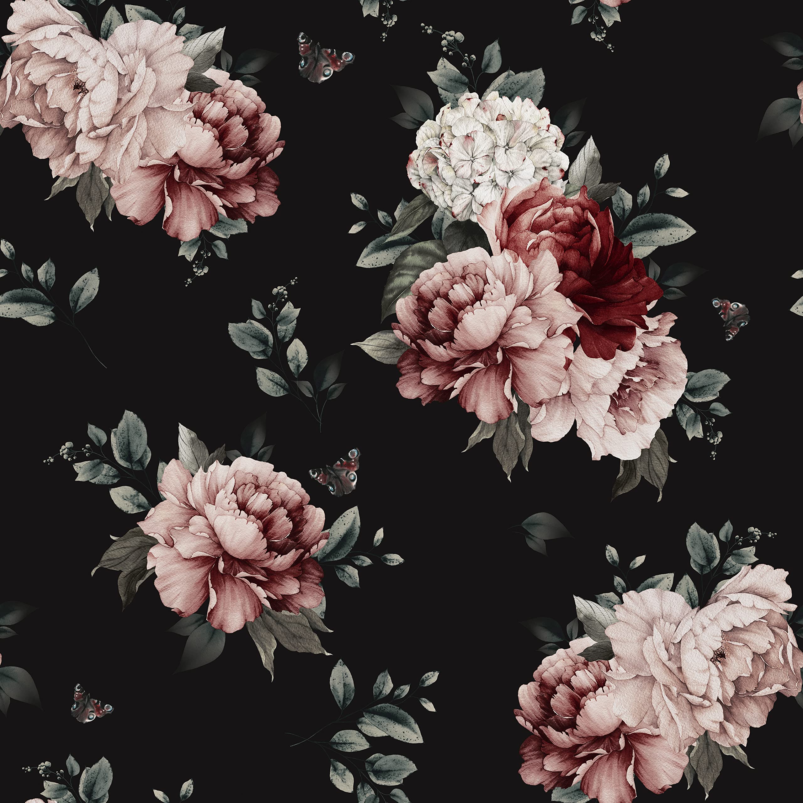 Pink Rose Retro Floral Wallpaper