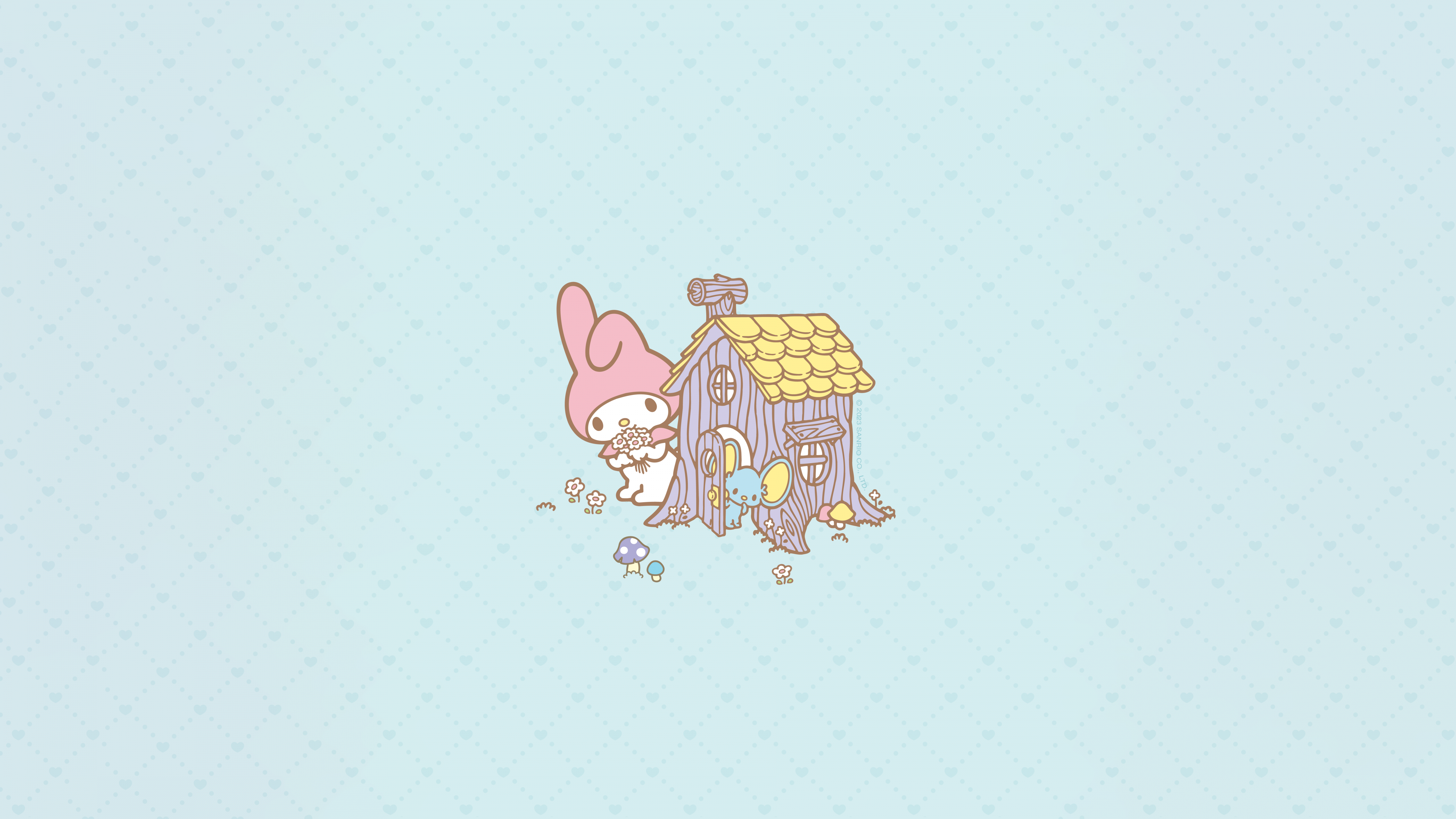 My Melody Wallpaper 4K, 8K, Cute cartoon, Hearts