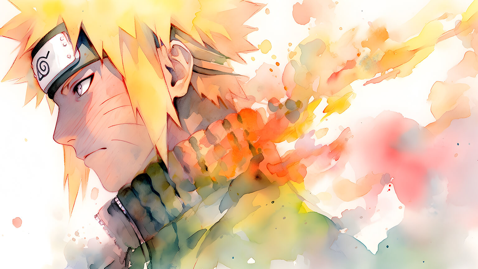 Naruto White Watercolor Desktop