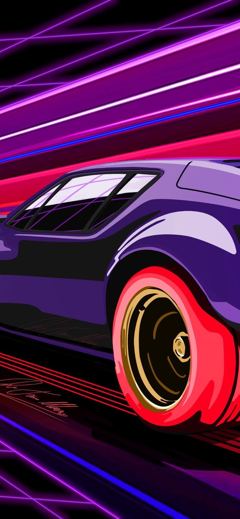 Purple supercar speed, art picture