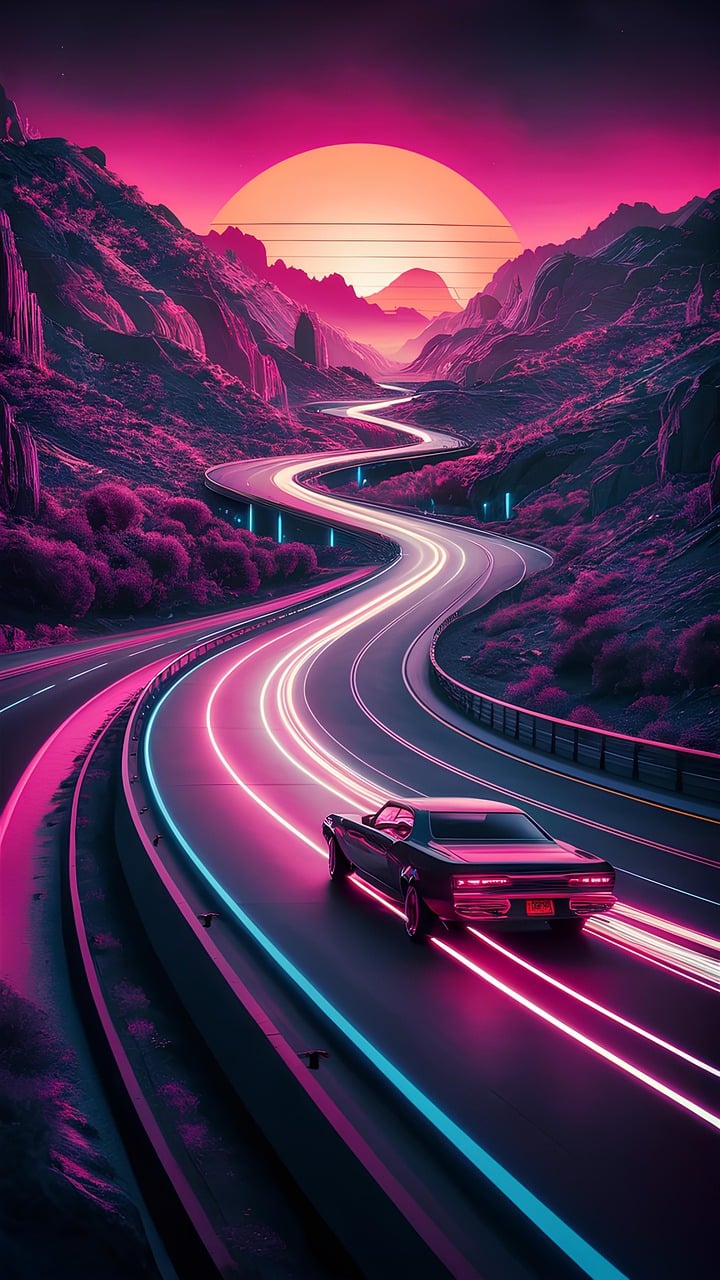 Download Mountains, Sunset, Highway