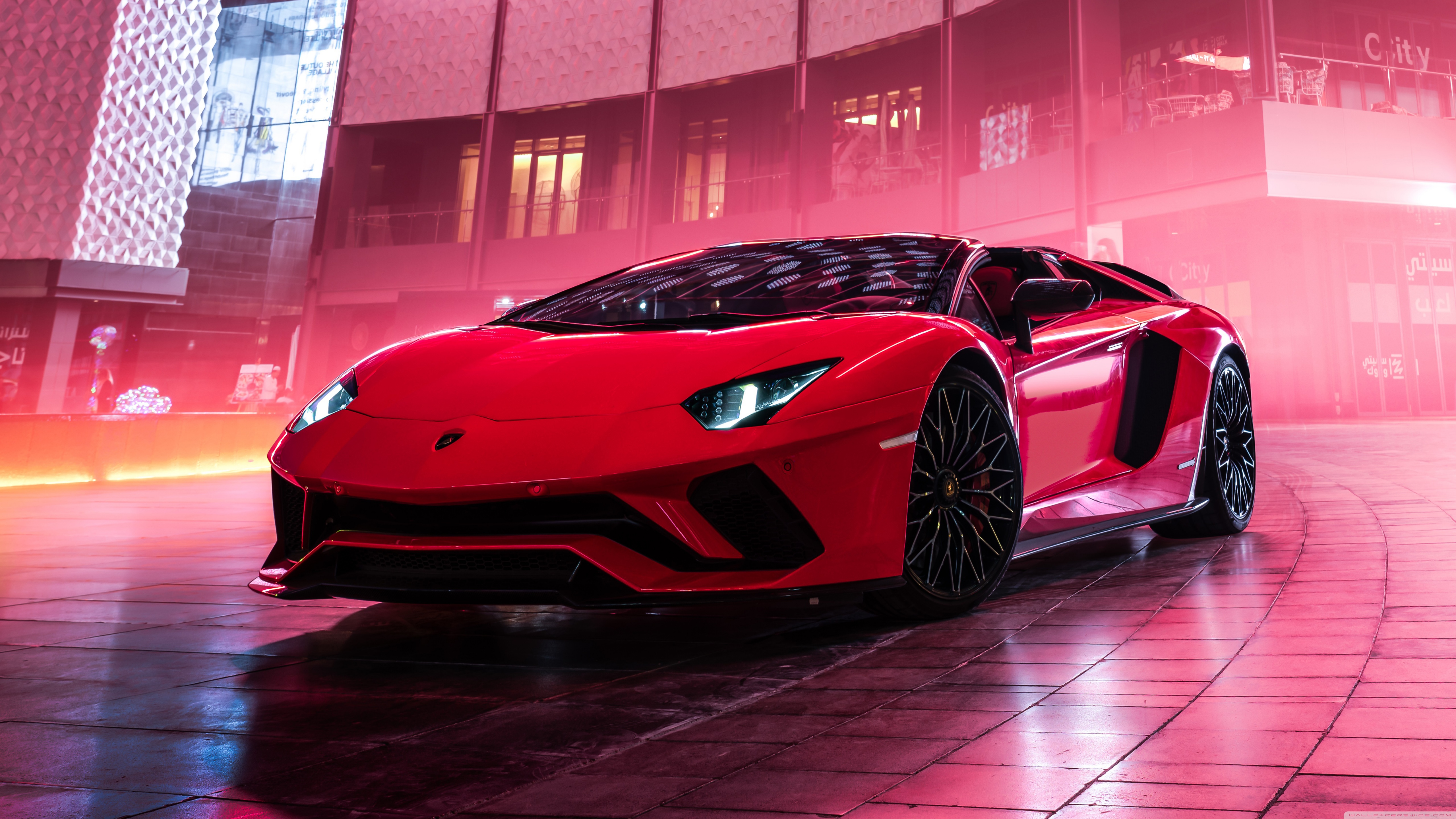 Red Lamborghini Aventador S Roadster