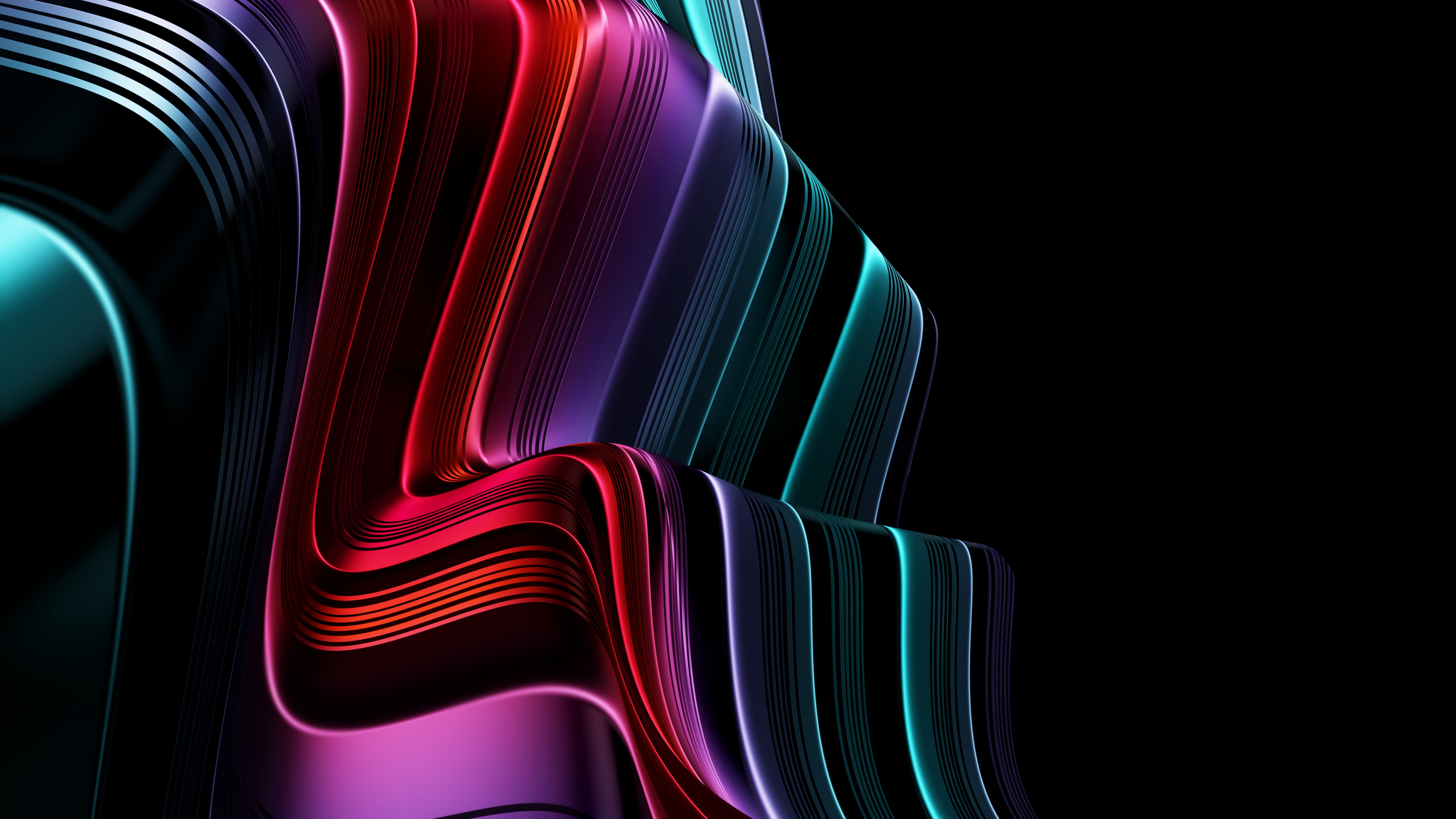 3D lines Wallpaper 4K, 3D Art, Black