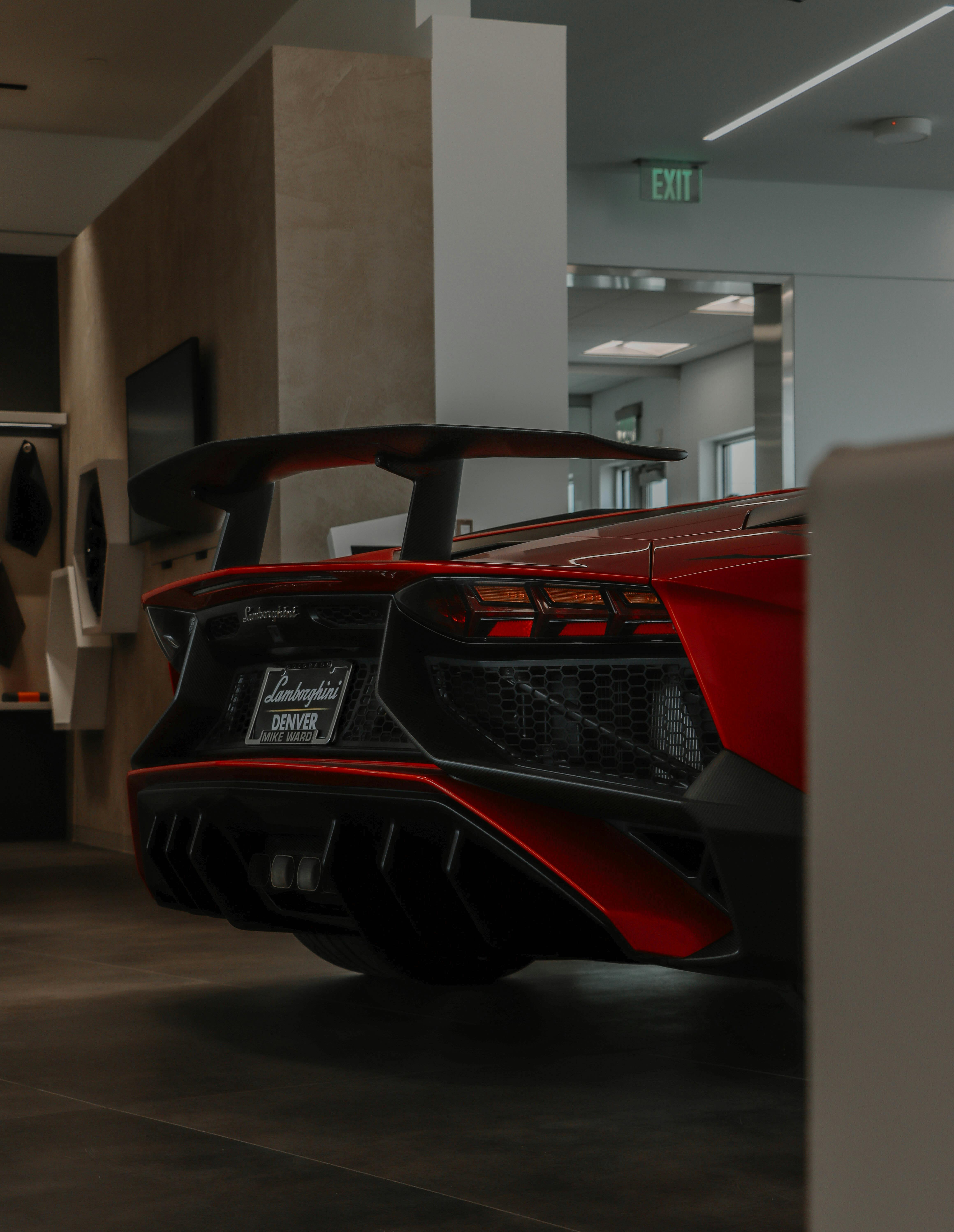 Back of Red Lamborghini Aventador