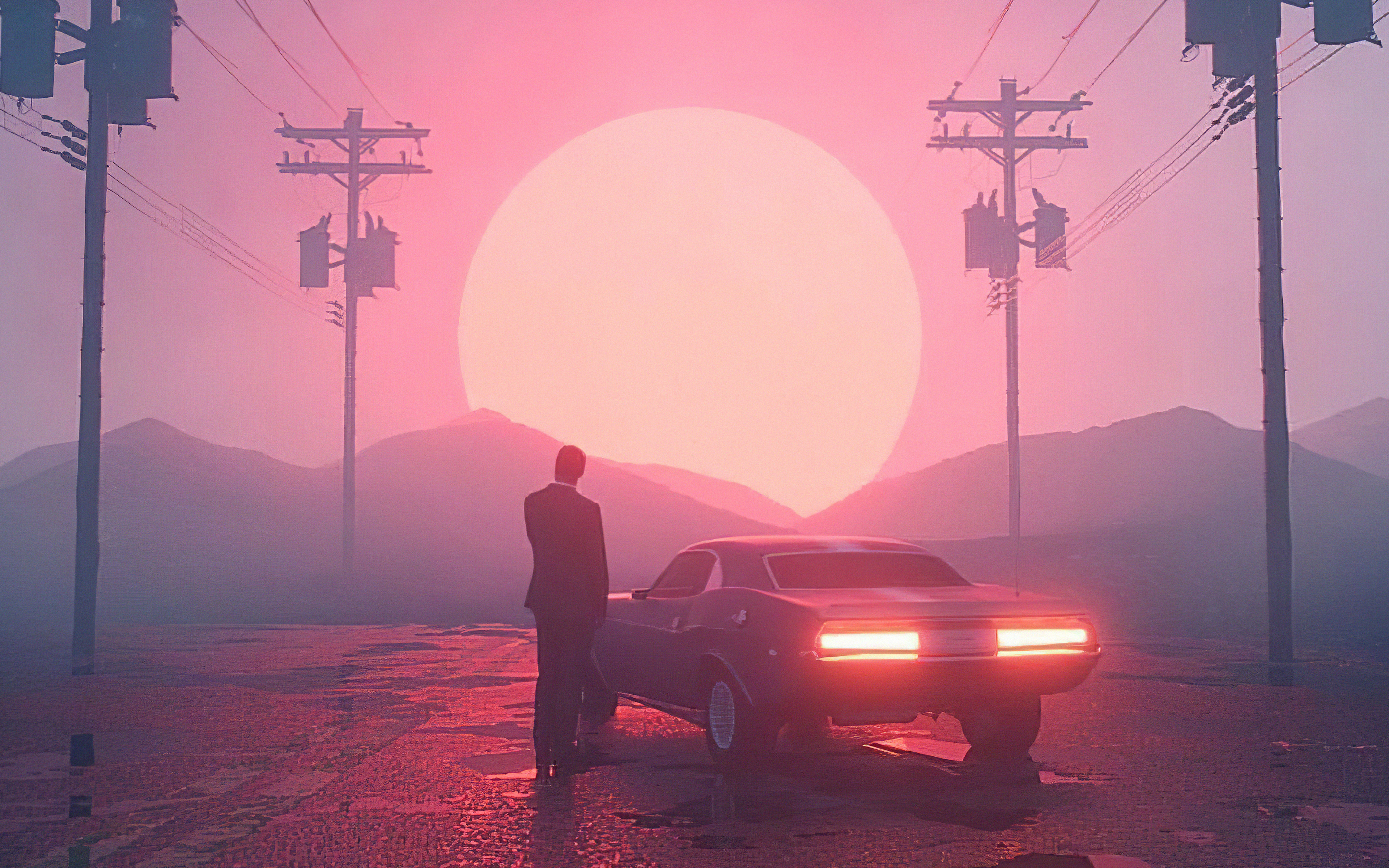 Vaporwave Ride Sunset 4K , HD