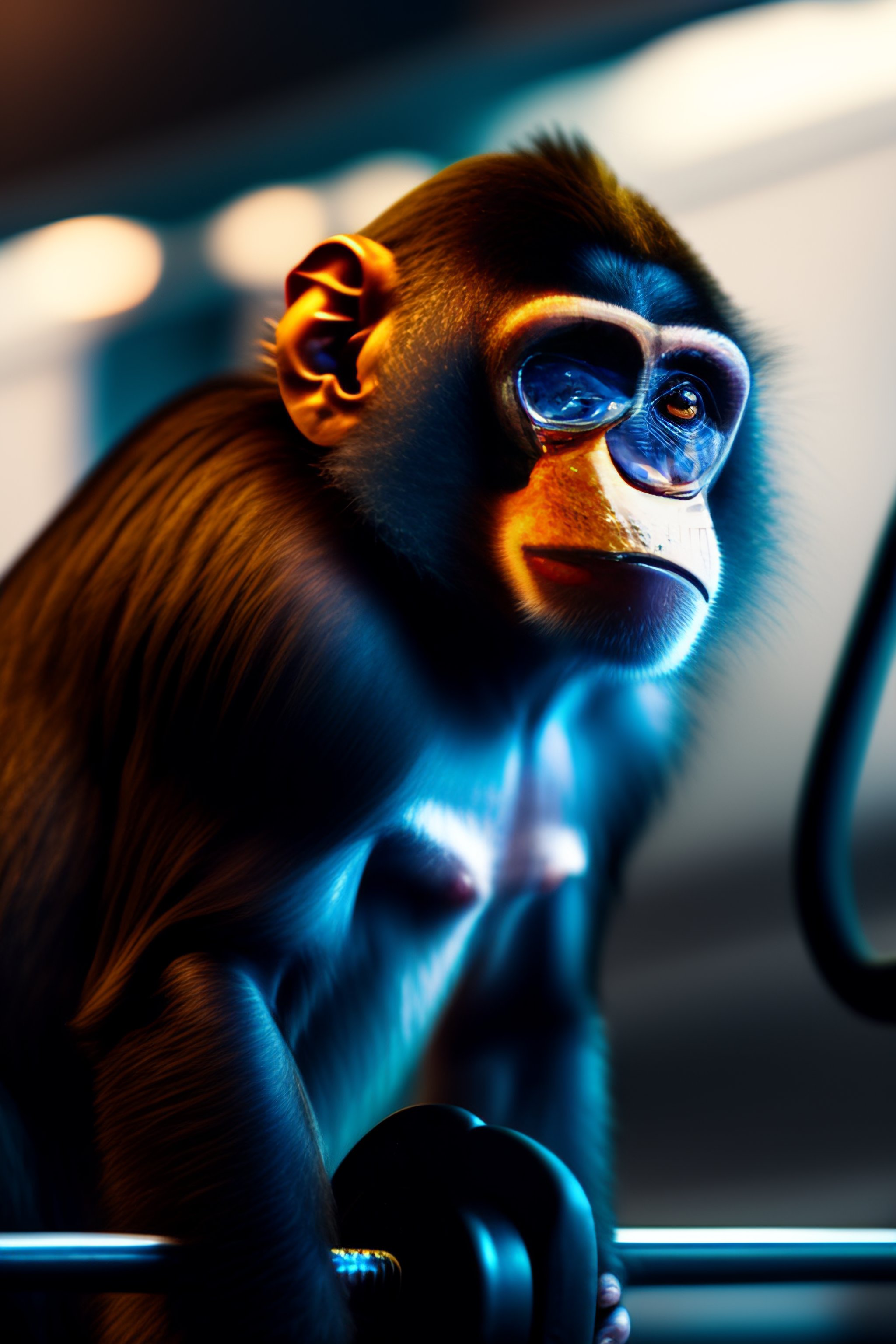 Monkey at gym, detailed, 4k, giga chad