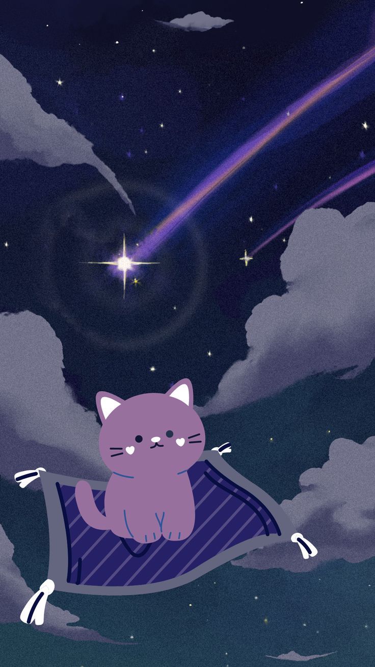 Night Animated Cute Cat View Phone