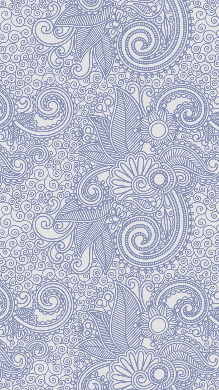 Wallpaper Design Flower Line Blue