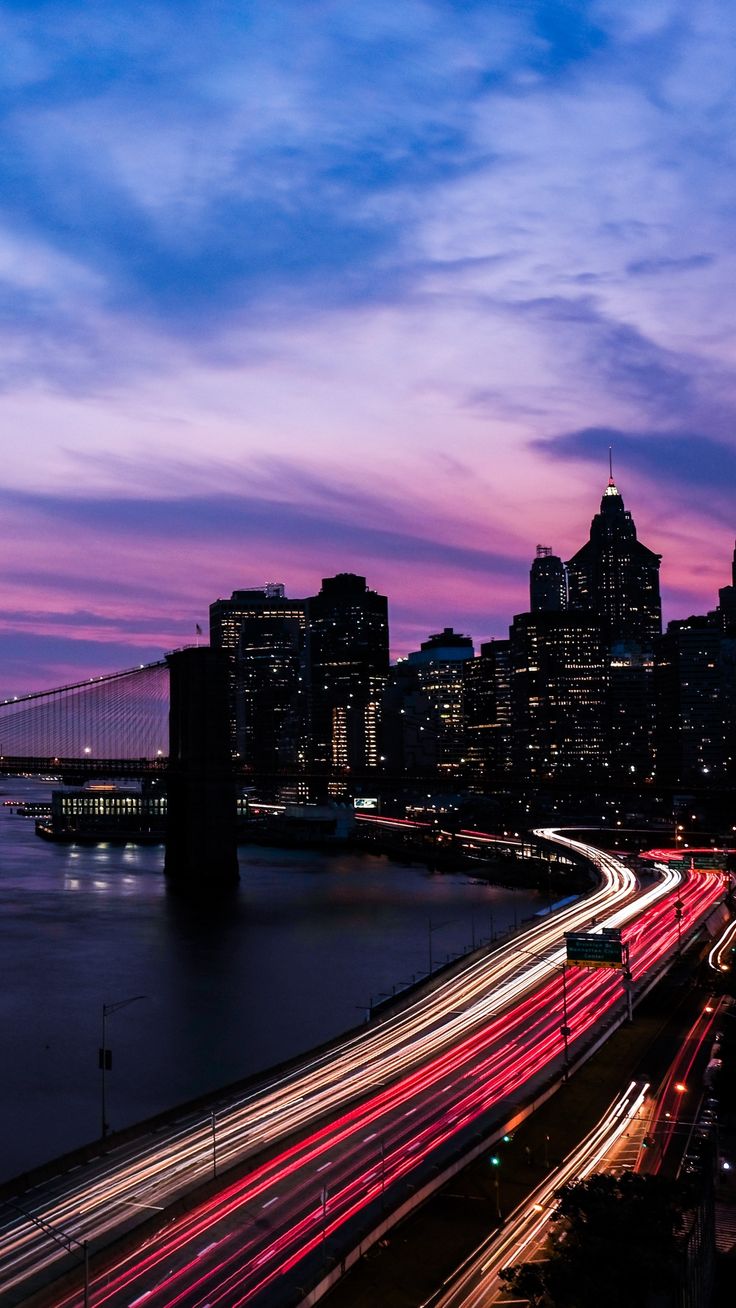 city road buildings iPhone 8 Wallpaper