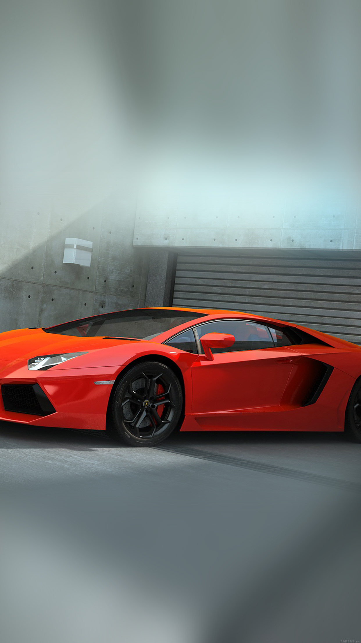 Red Lamborghini Parked Car Art