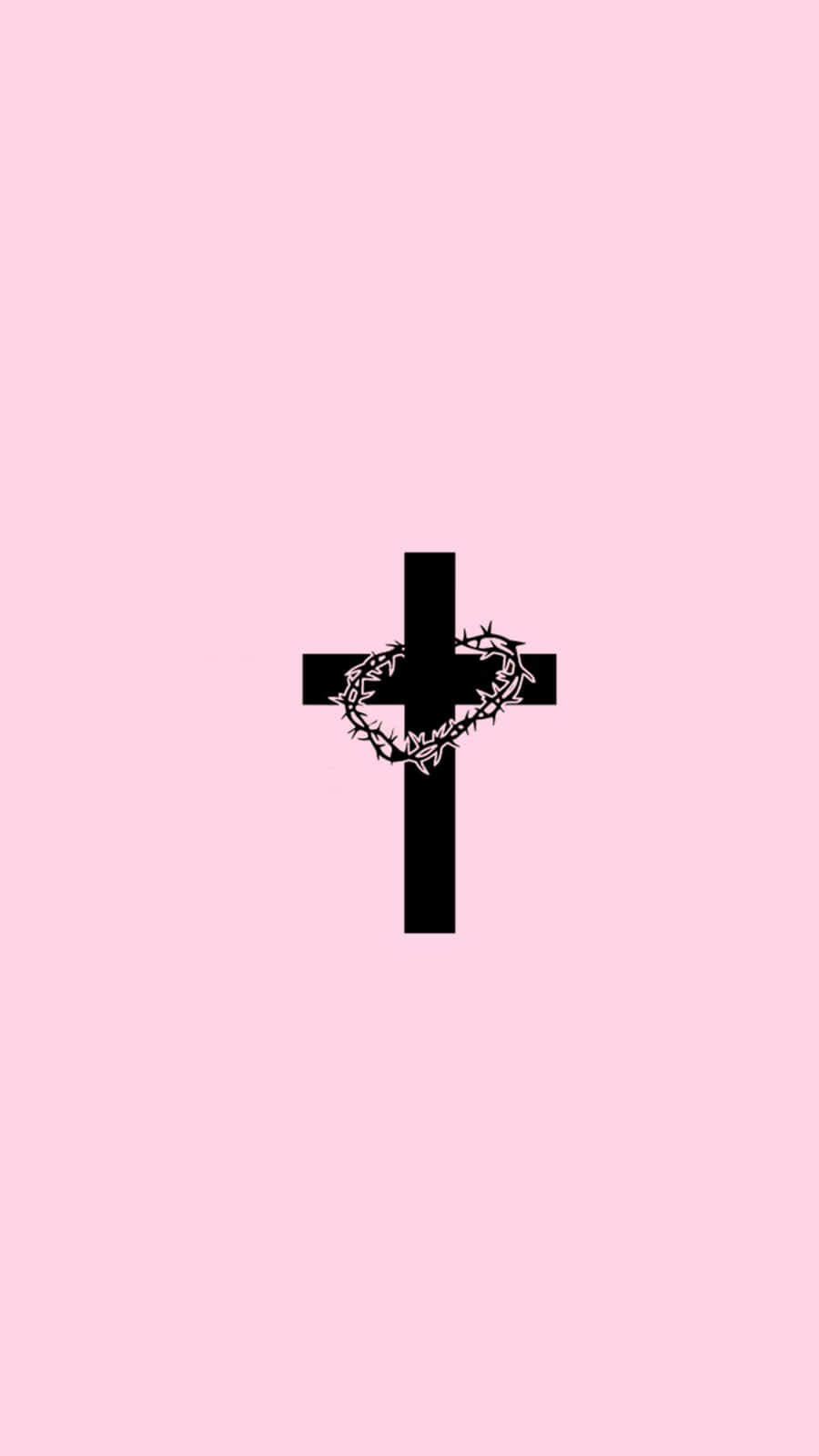 Download Cute Pink Cross With Crown Of