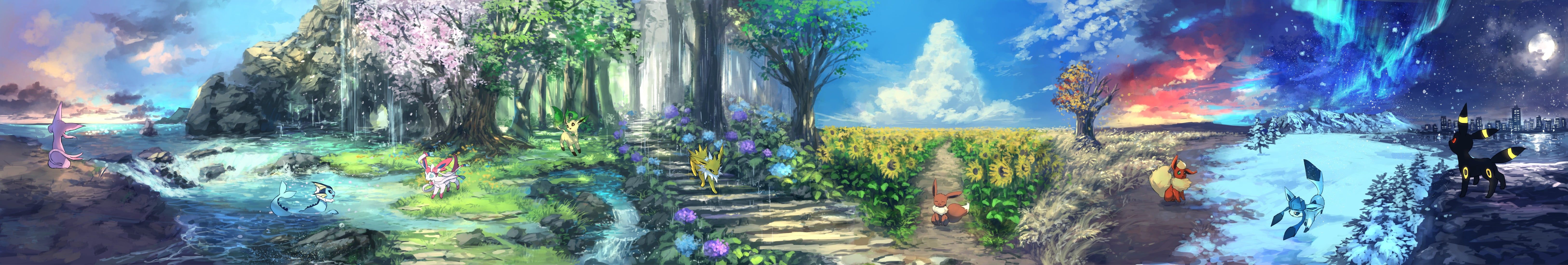 nature painting #Pokémon dual monitors