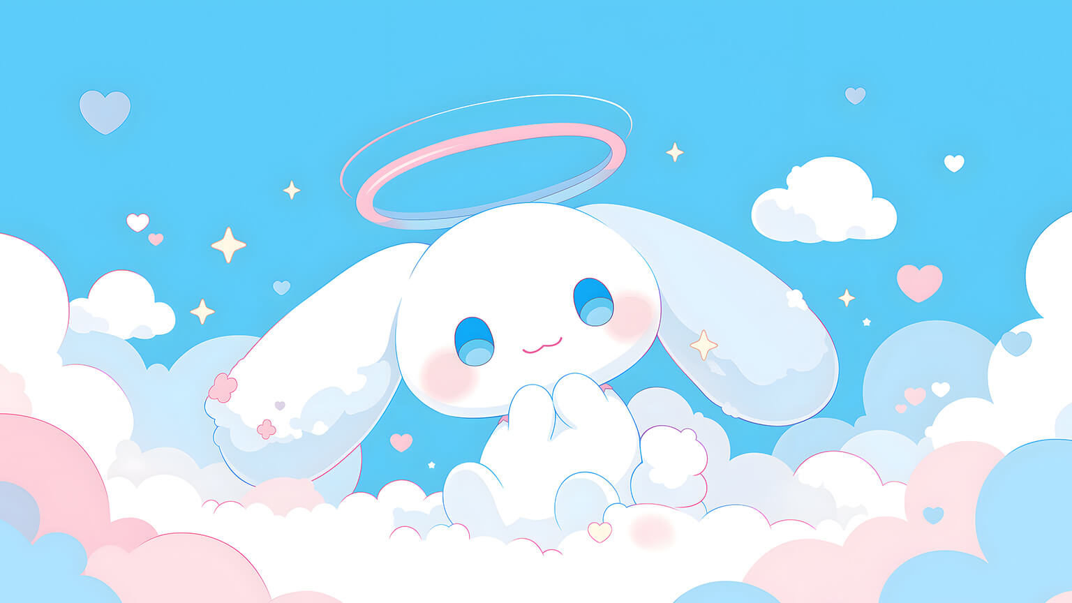 Cinnamoroll in Clouds Desktop Wallpaper