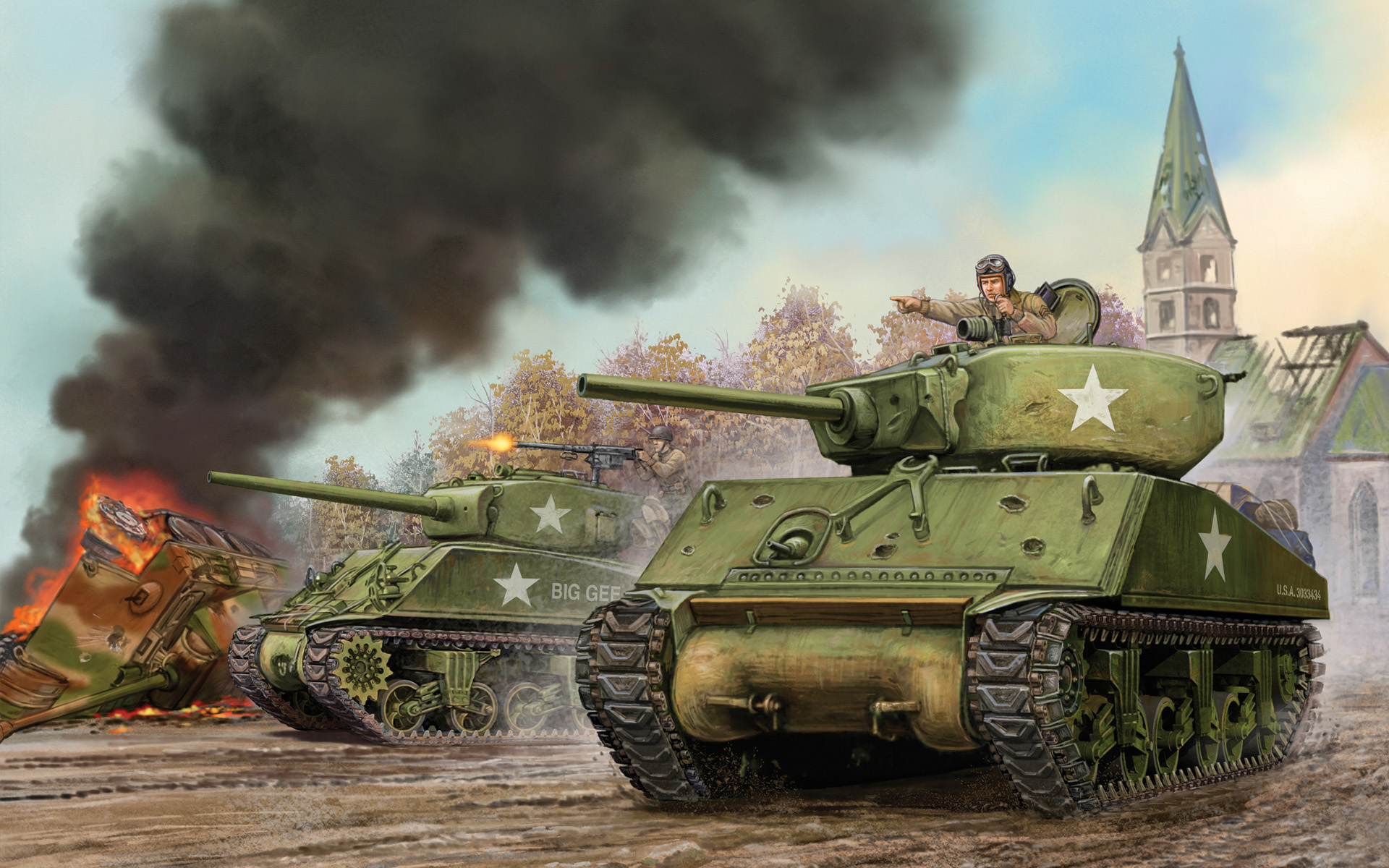 Wallpaper art, tank, the battle, game