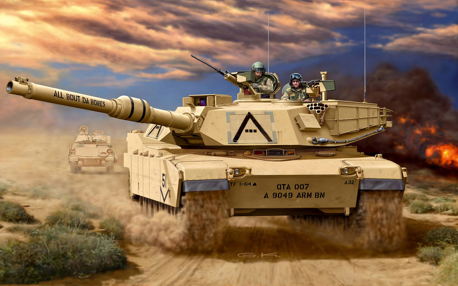 Download wallpaper gun, art, tank, USA