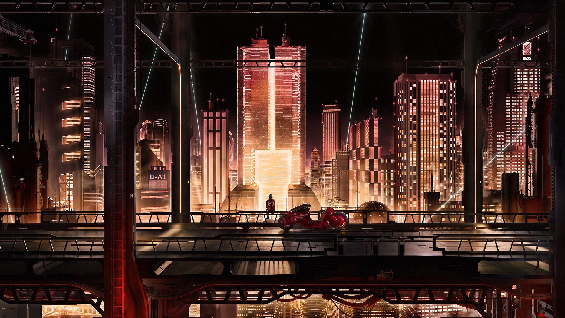 anime, Akira, dark, city, cityscape