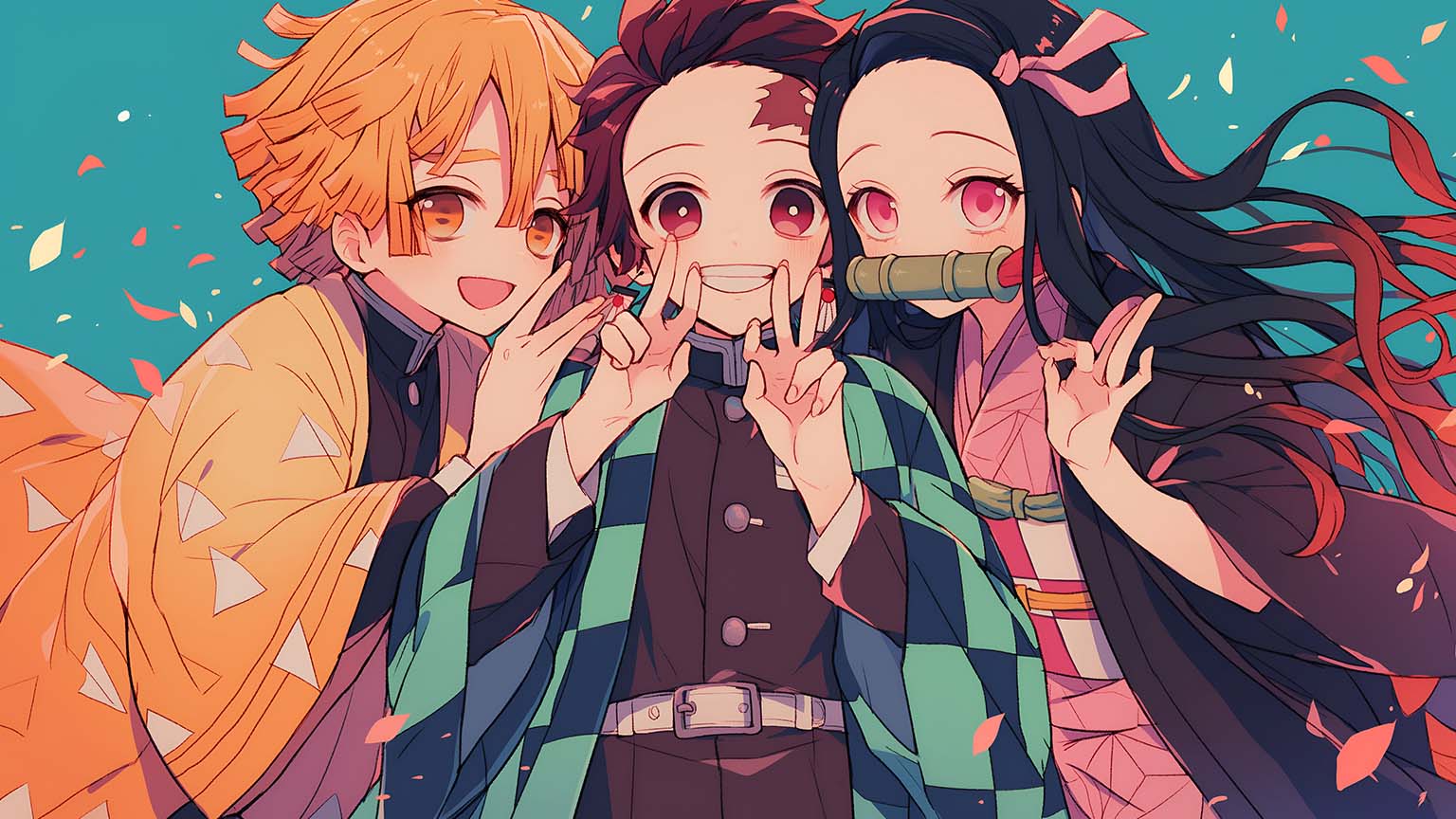 Demon Slayer Trio 4K Wallpaper