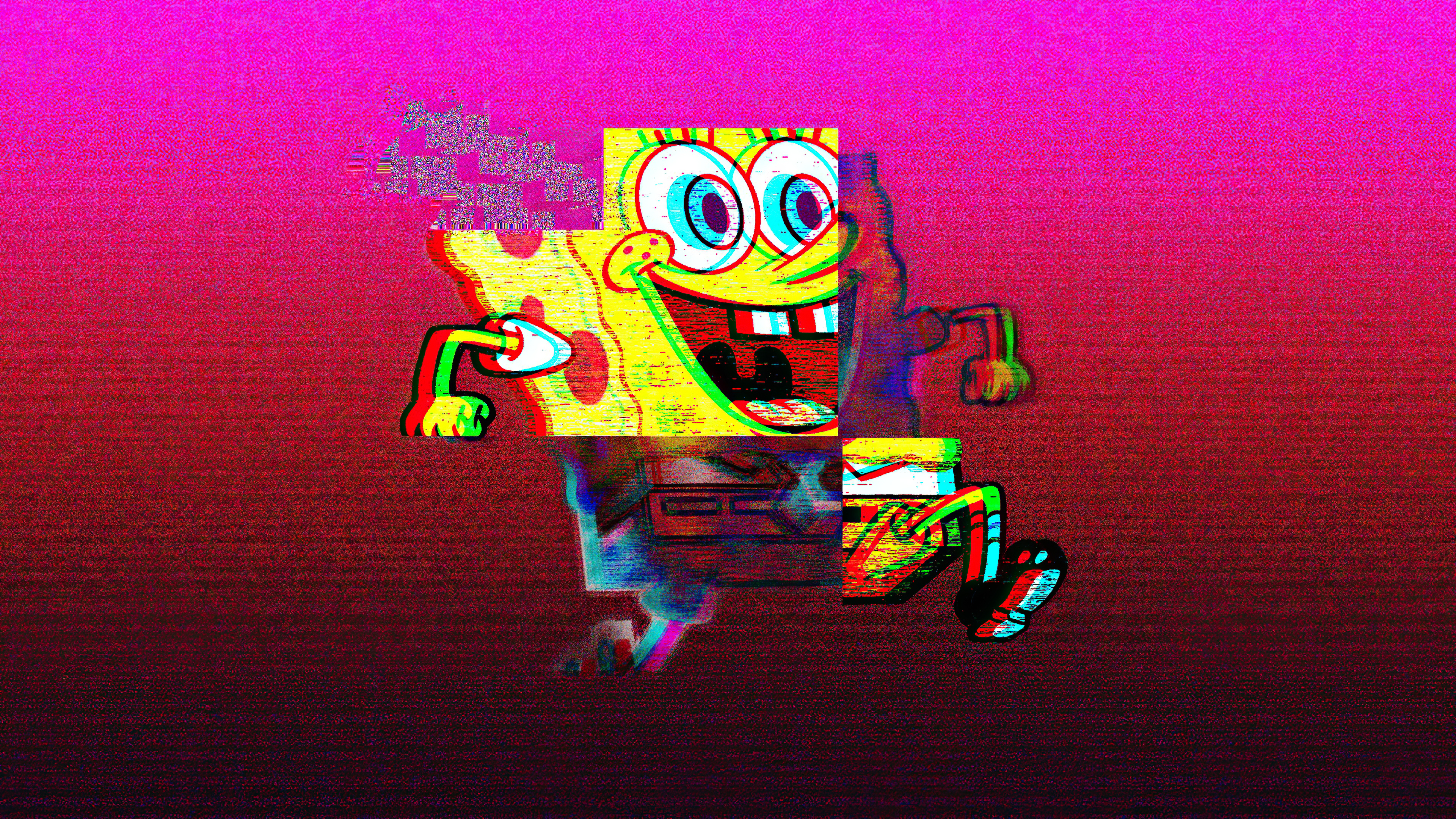 Spongebob Vaporwave 4k Wallpaper, HD