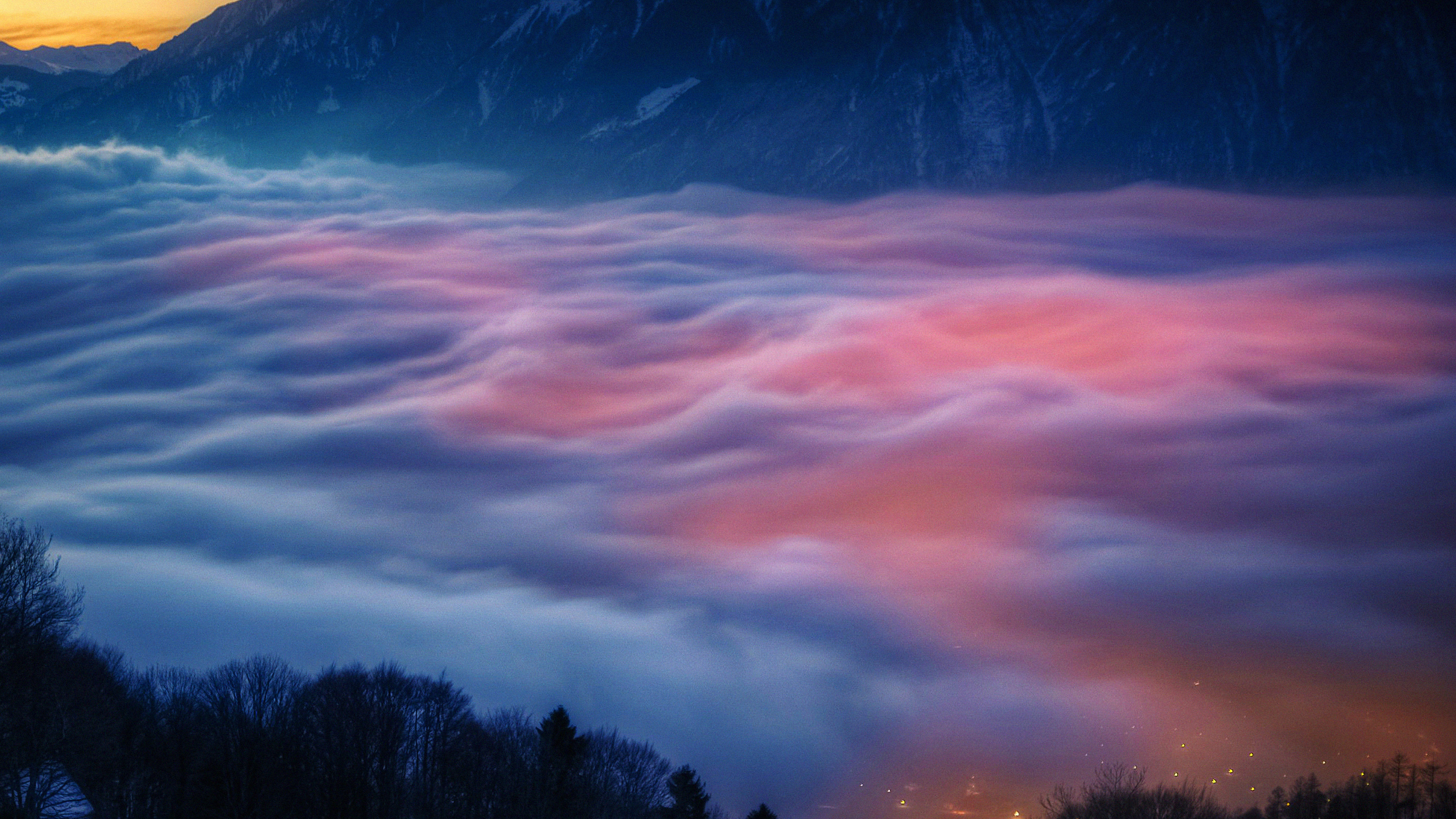 Smoky Foggy Mountain With House