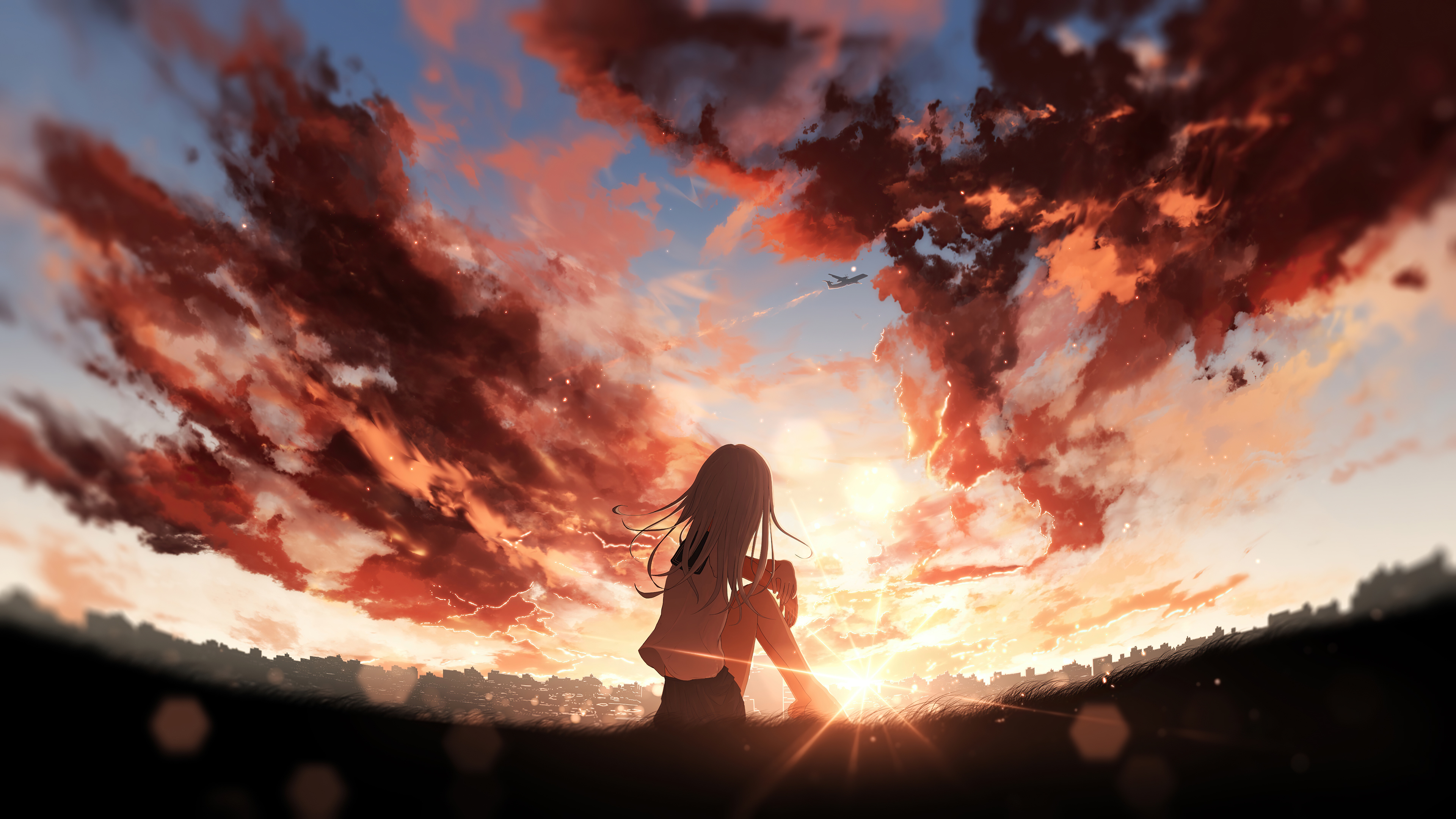 Download Sunset Anime Girl Anime Girl