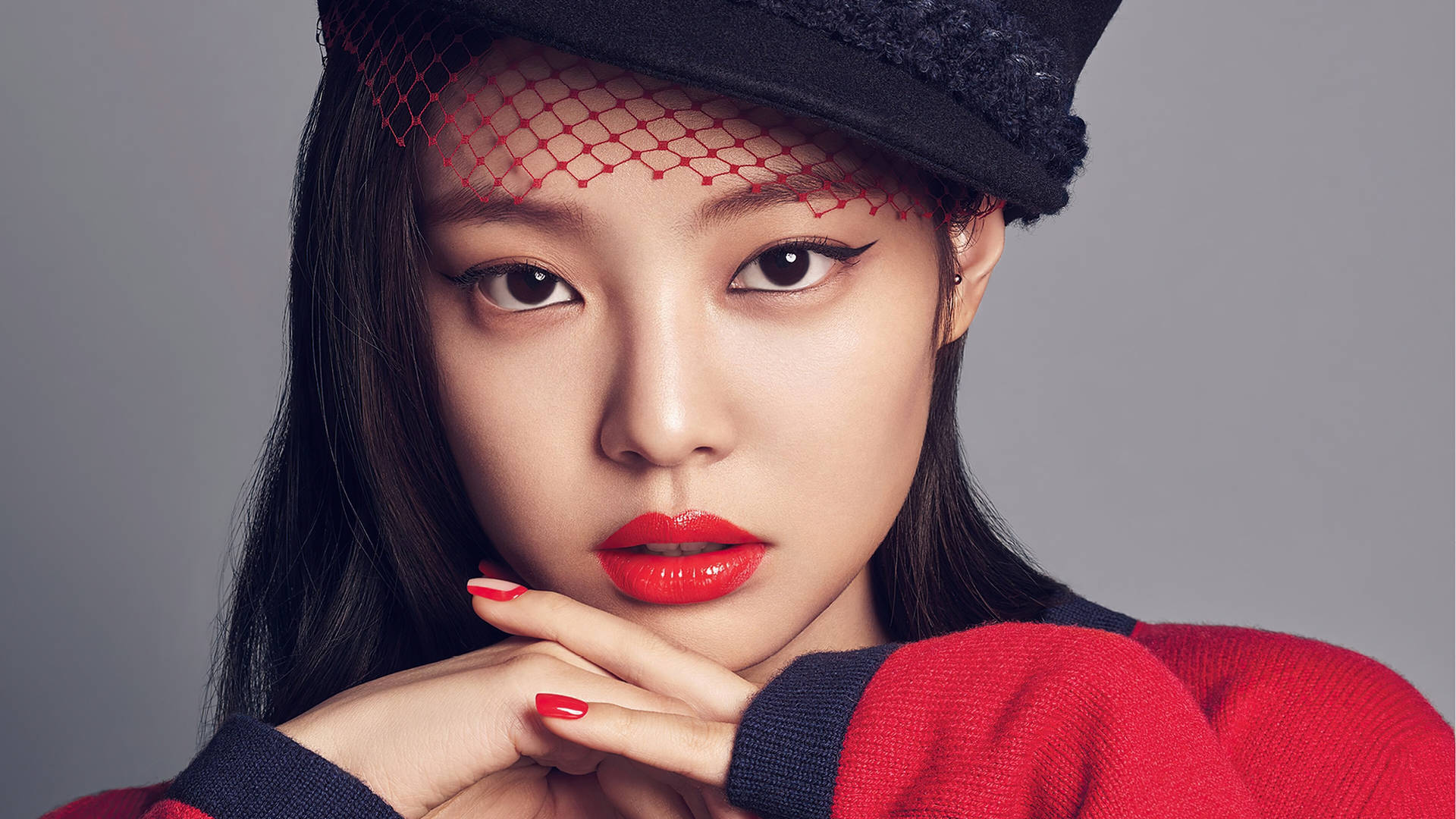 Download Jennie Kim On Red Stylish Look Wallpaper