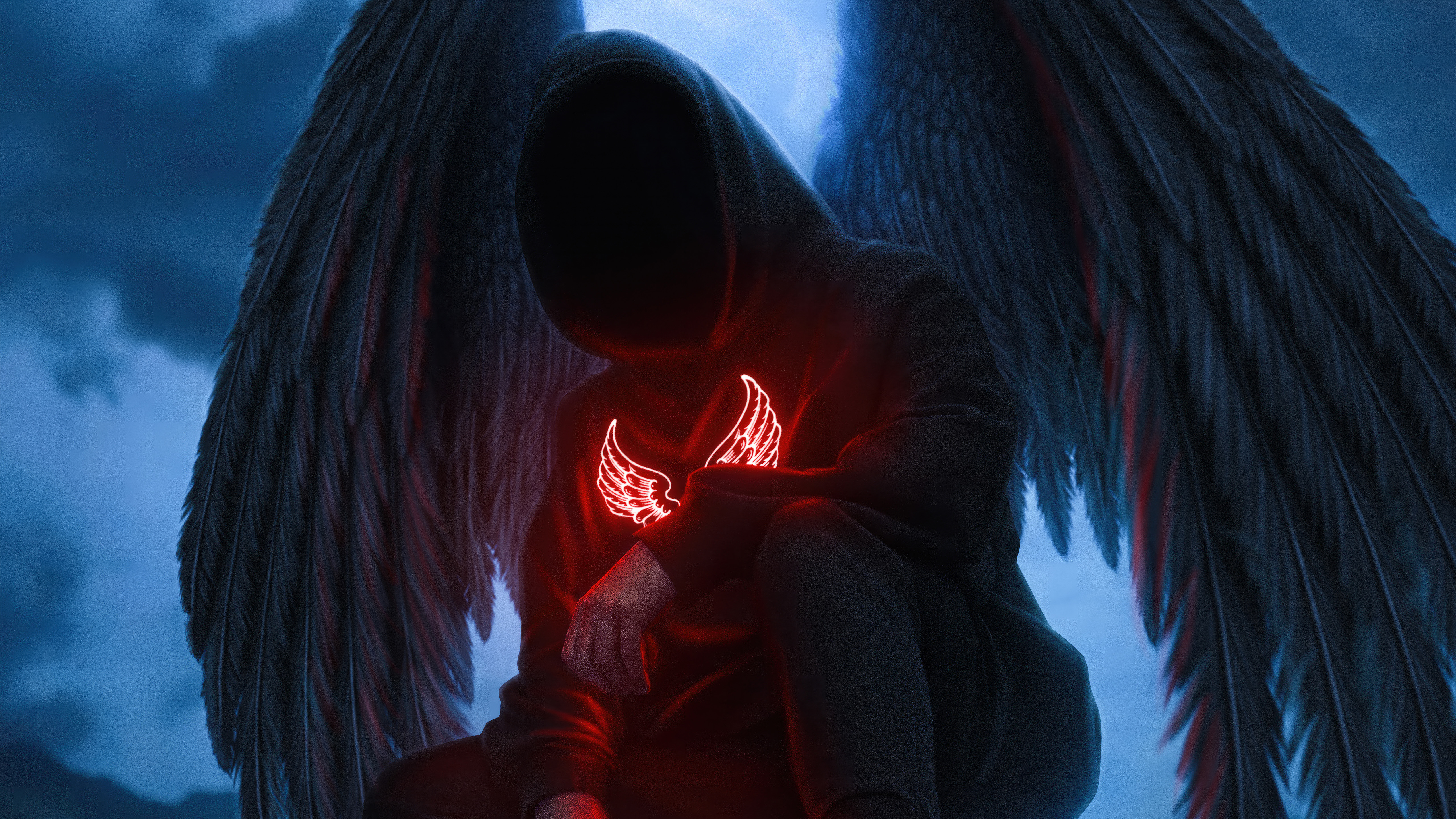 Dark Life Angel Boy 5k Wallpaper, HD